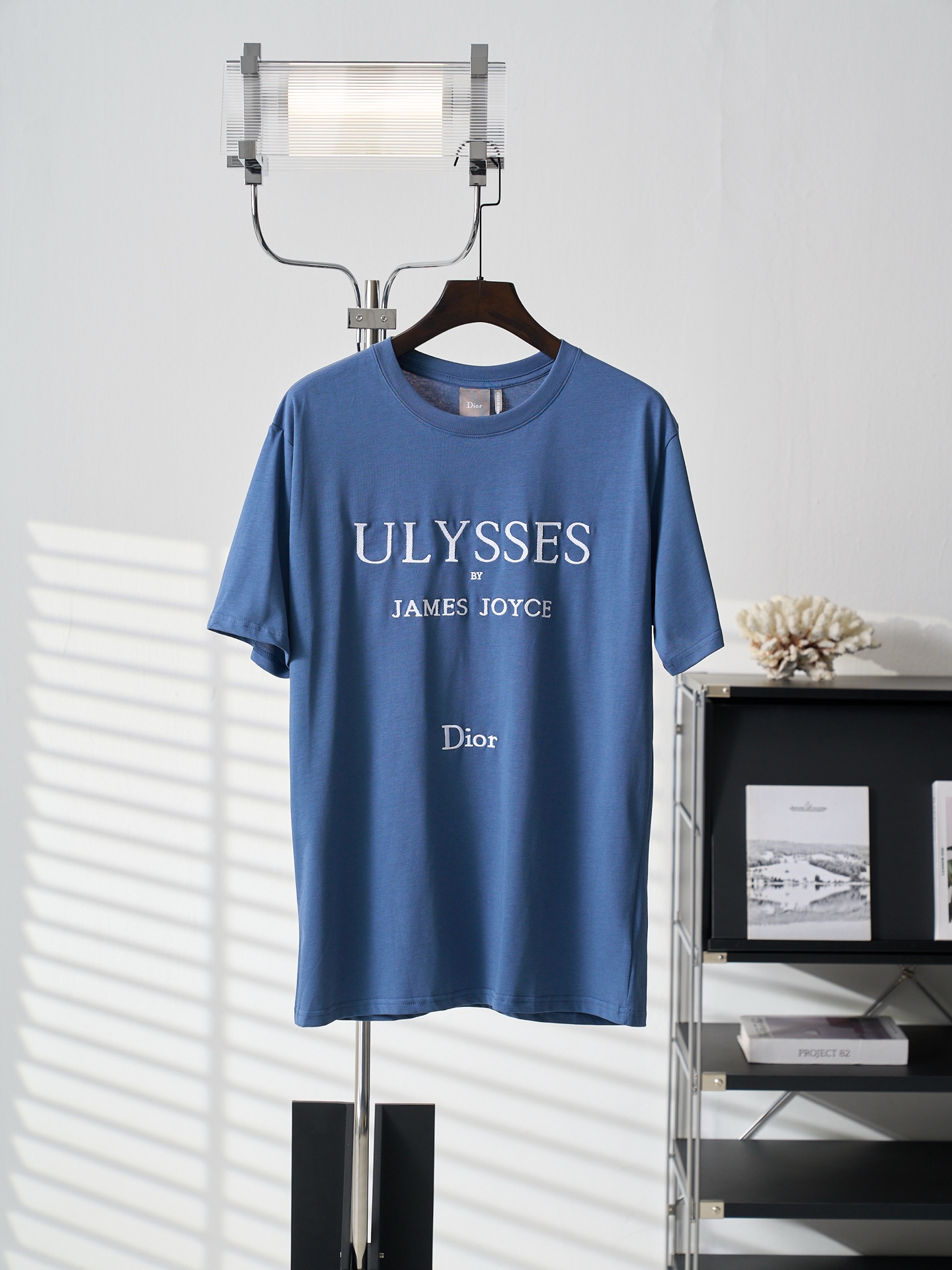 @115 [subasta física] DIOR/Dior azul Book Cover letras de portada bordadas camiseta de manga corta con cuello redondo […