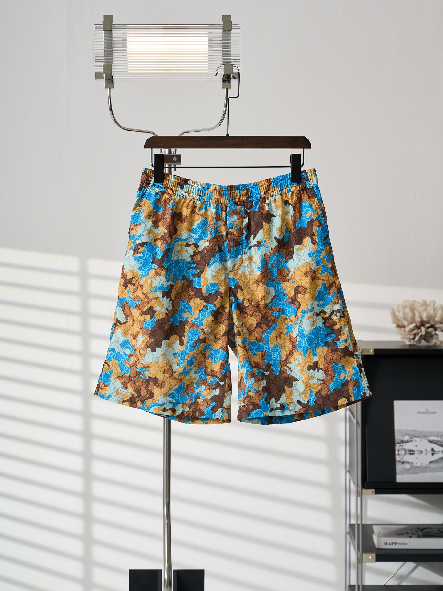 @175【Fotos del producto real】GUCCI/Gucci Pantalones cortos con estampado GG y bloques de color camuflaje 【En stock】46 4…