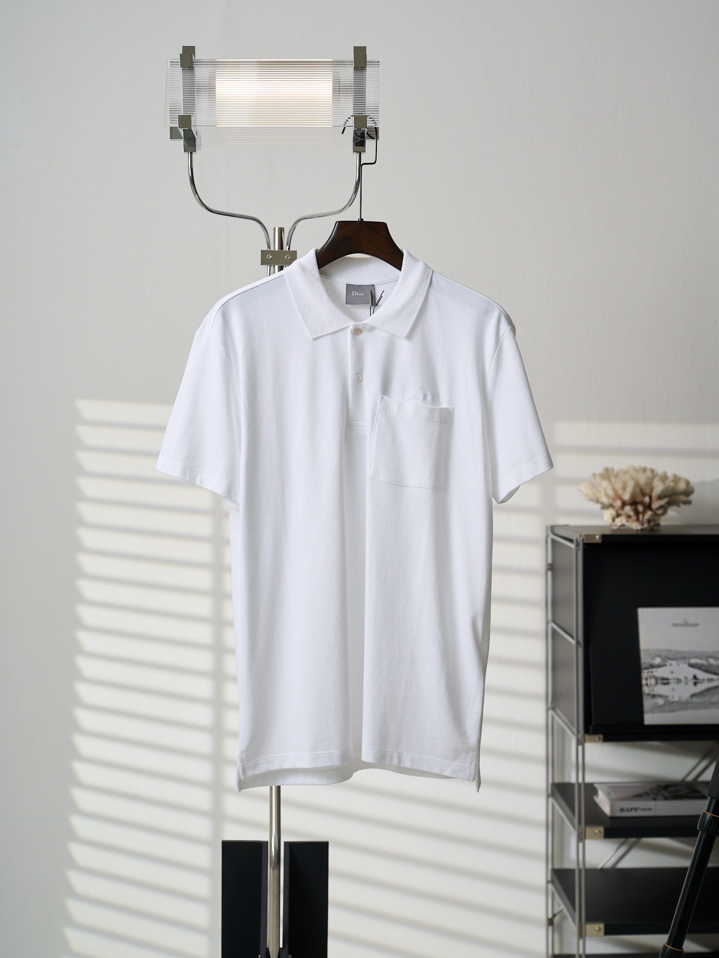 @ 145 [subasta colgante real] Camisa POLO de manga corta de piqué de algodón con bordado de letras DIOR/Dior [en stock]…