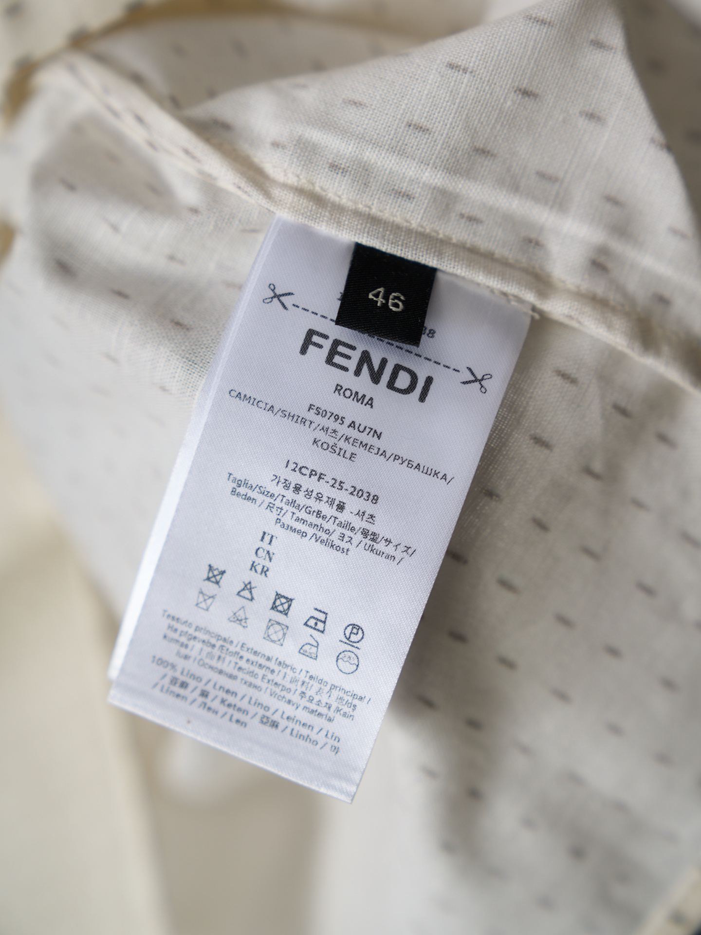 Fendi FF刺绣满印刺绣亚麻短袖衬衫
