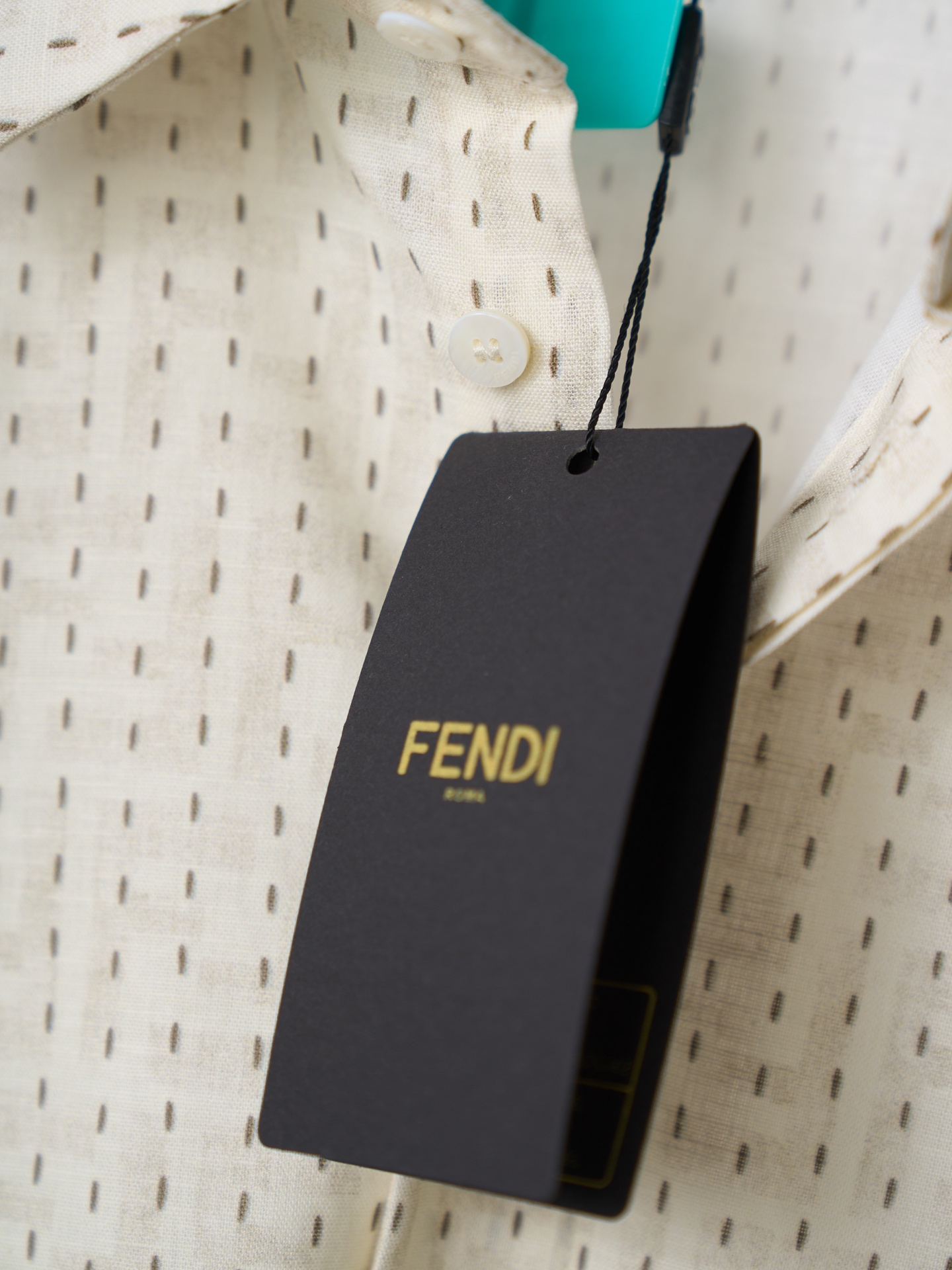 Fendi FF刺绣满印刺绣亚麻短袖衬衫