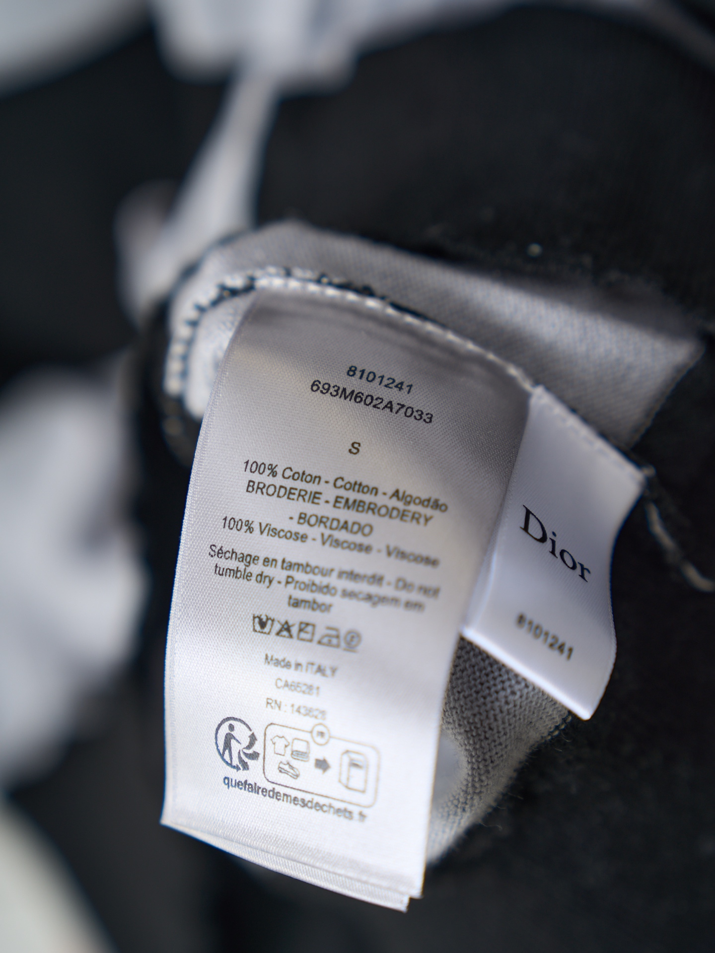Dior 字母刺绣拼色条纹针织圆领短袖T恤