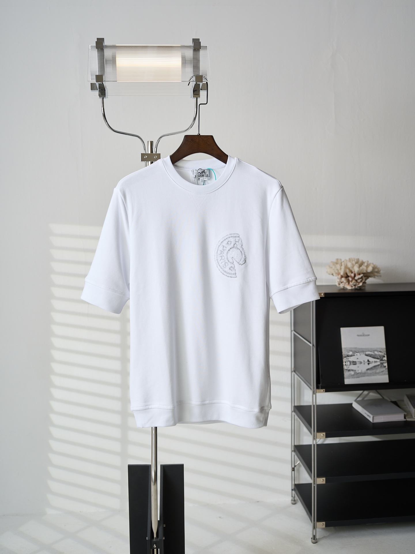 Hermès 毛巾绣贴片刺绣C.D.S圆领短袖T恤
