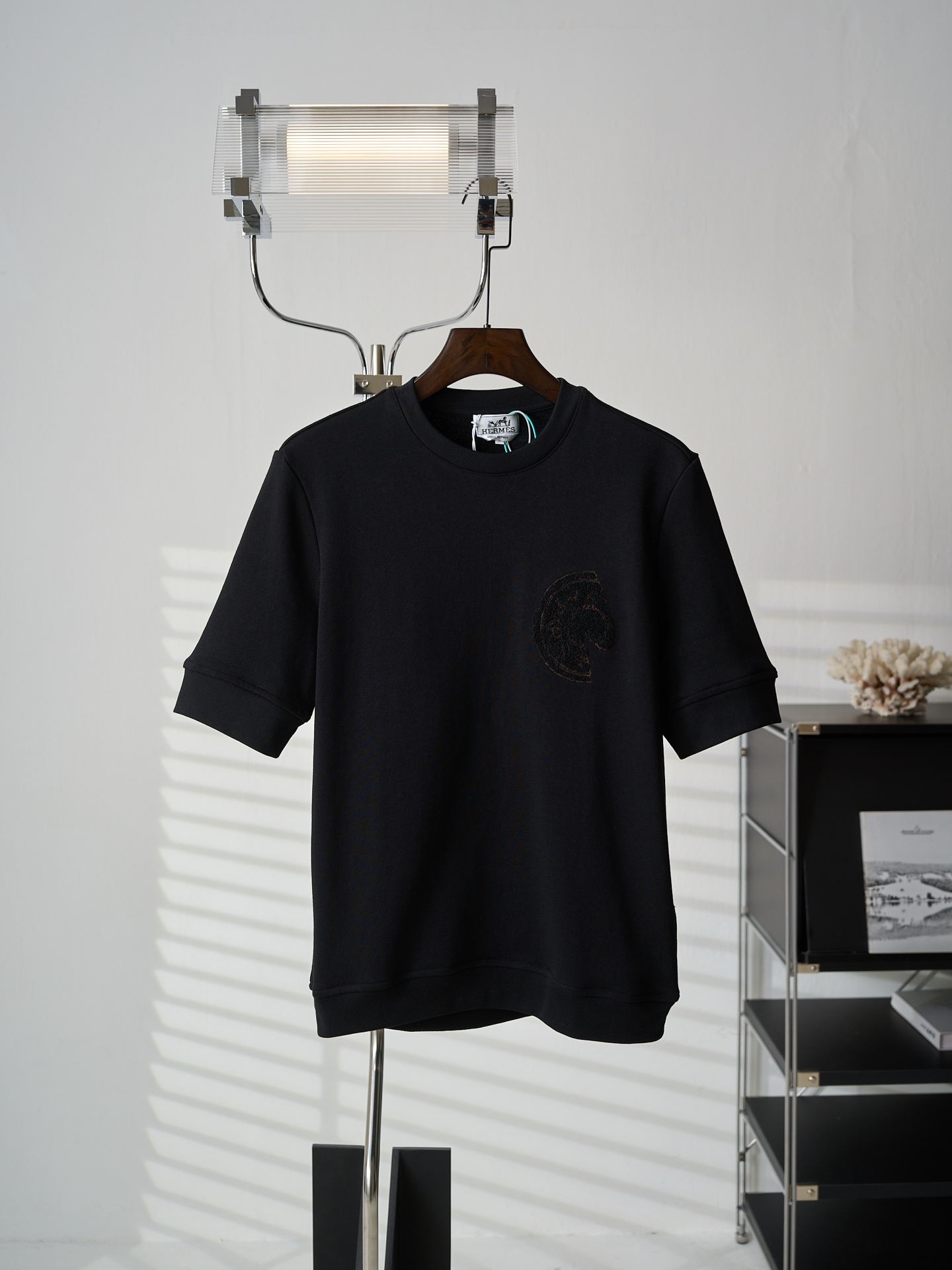 Hermès 毛巾绣贴片刺绣C.D.S圆领短袖T恤