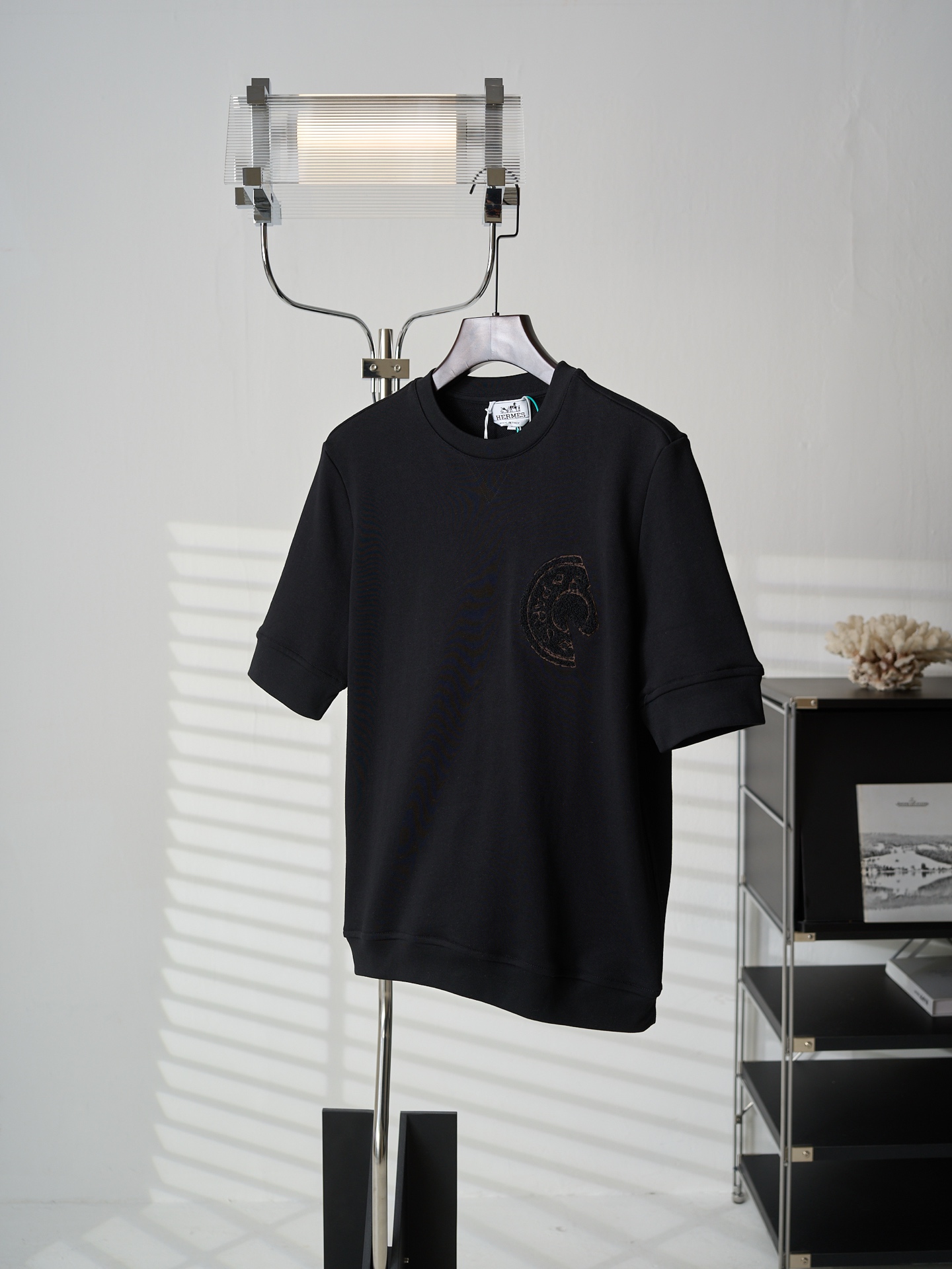 Hermès 毛巾绣贴片刺绣C.D.S圆领短袖T恤