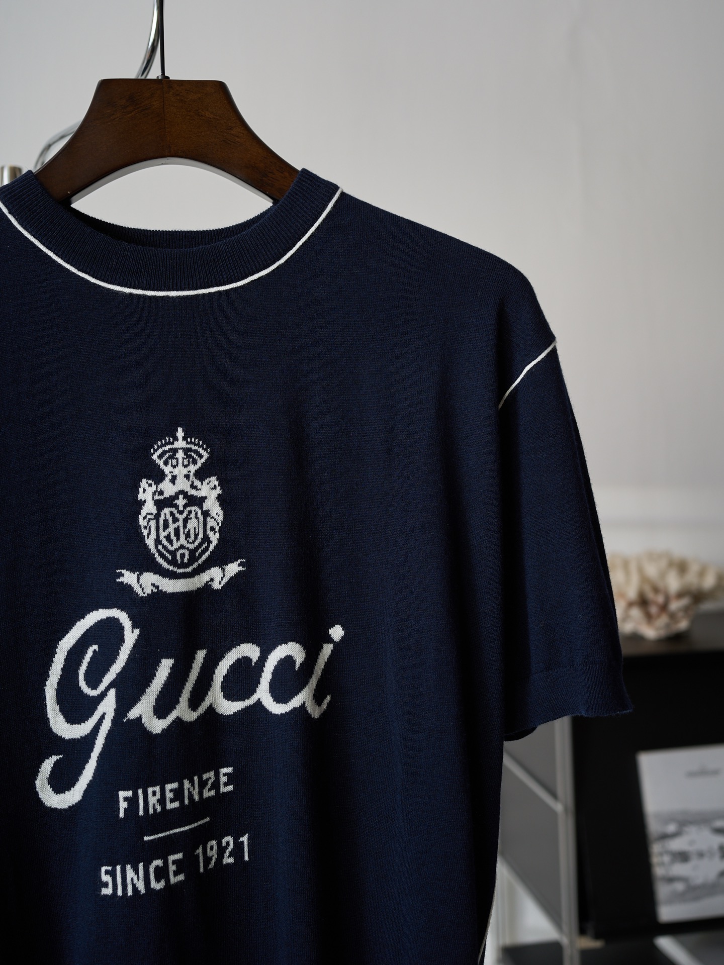 Gucci Gucci/古驰 字母拼条嵌花针织圆领短袖T恤