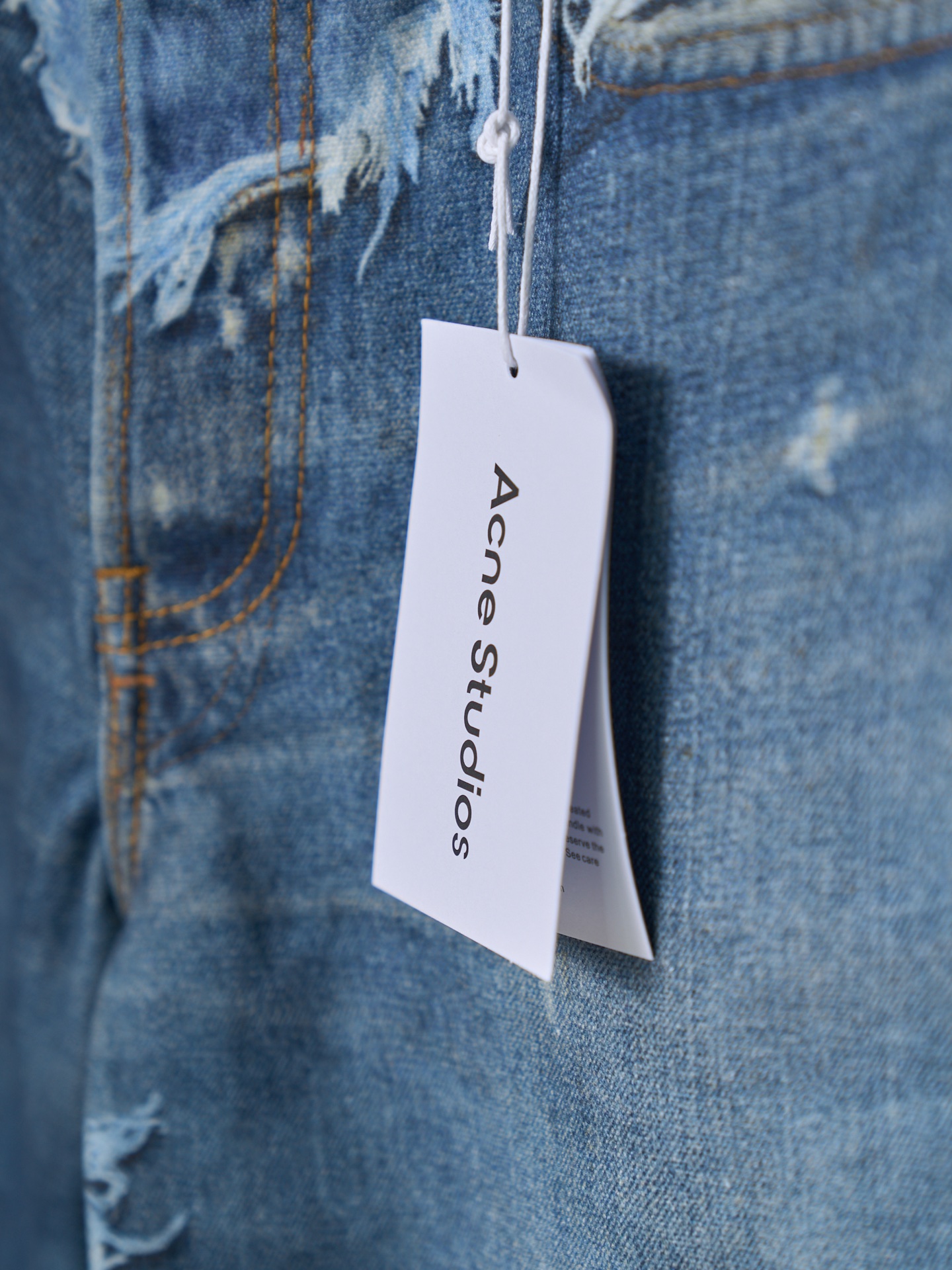 Acne Studios 错视3D打印毛须破坏阔腿牛仔裤