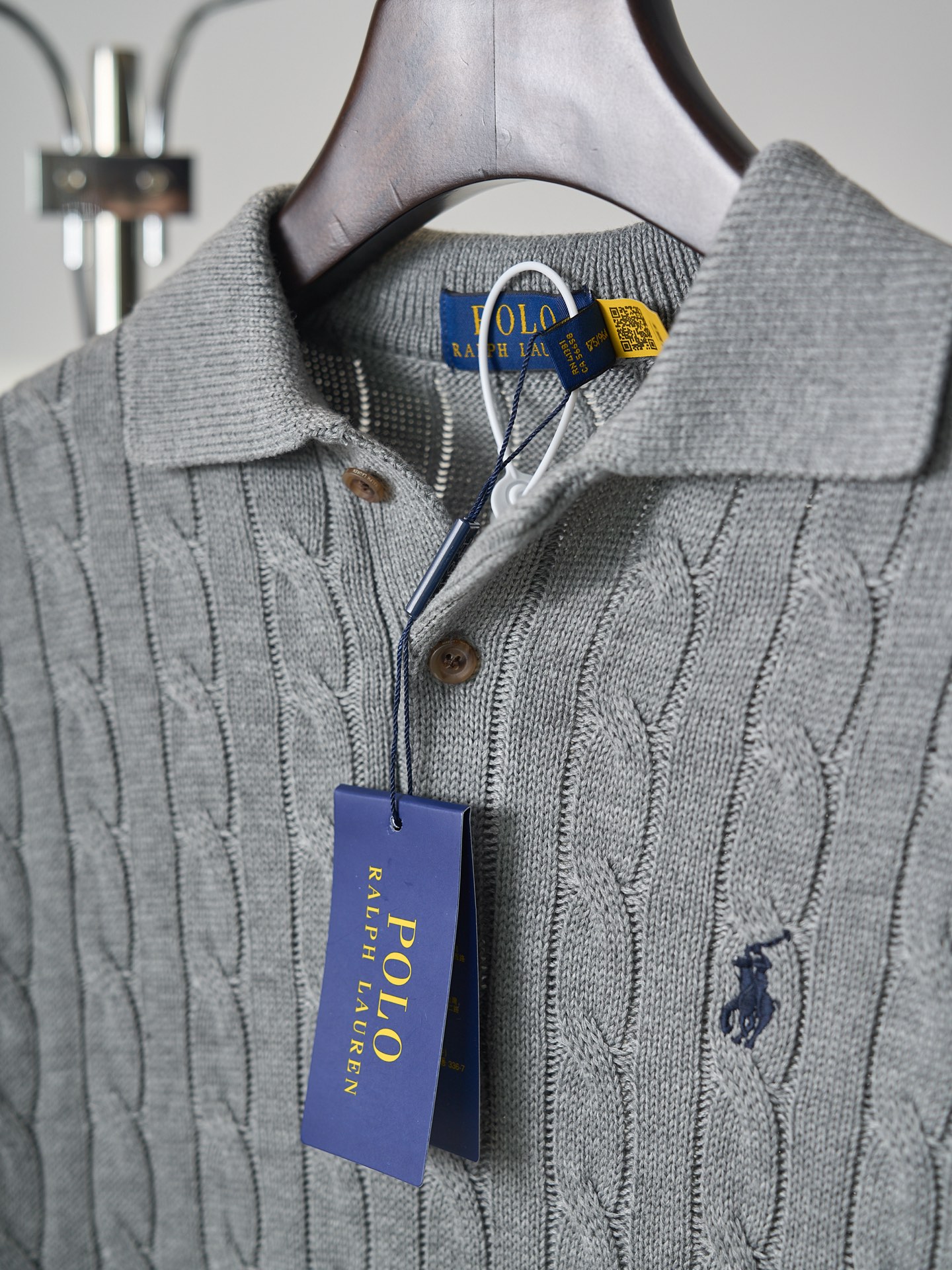 Ralph Lauren Lauren/拉夫劳伦 绞花编结Polo领短袖针织衫女款