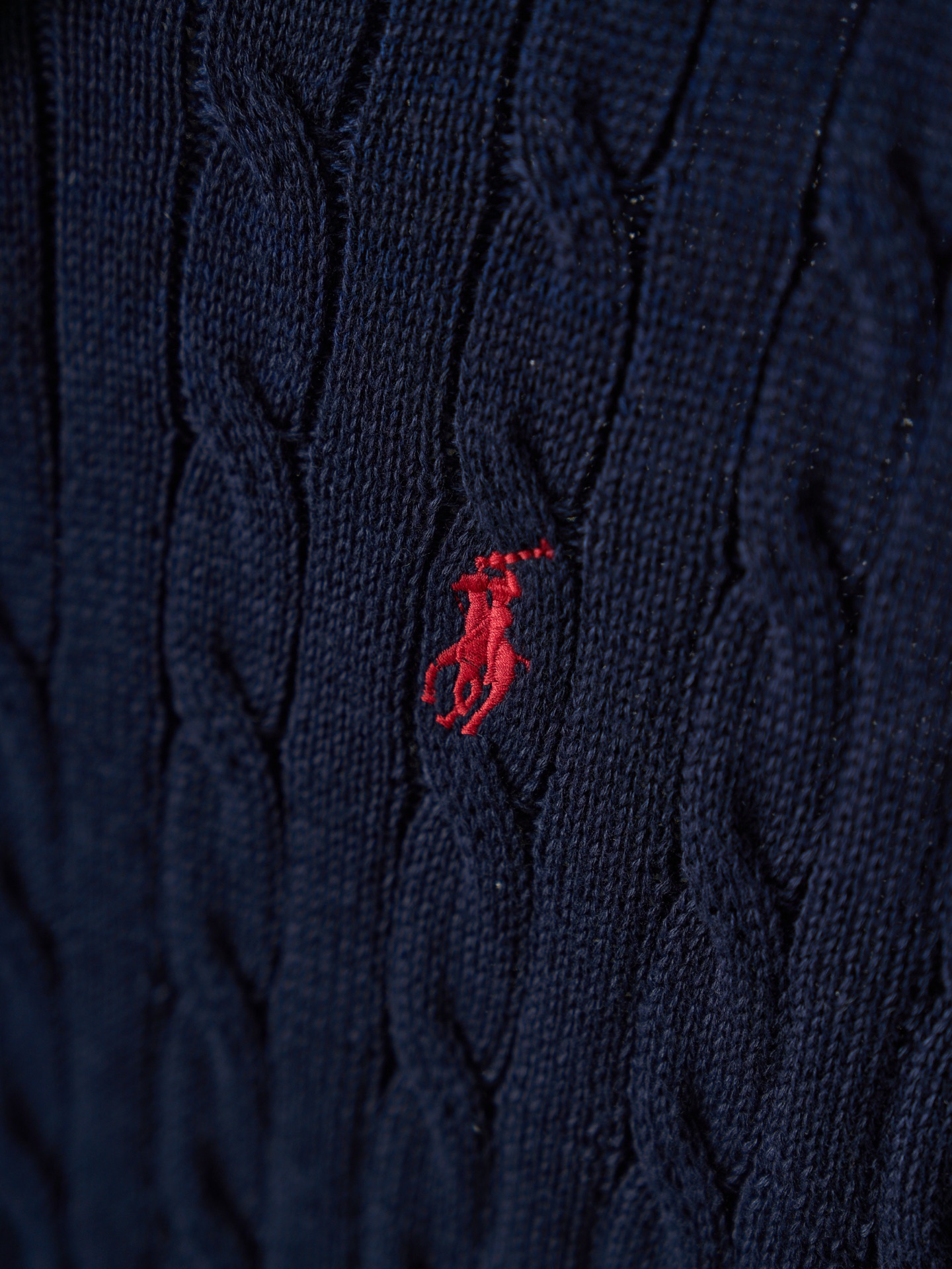 Ralph Lauren Lauren/拉夫劳伦 绞花编结Polo领短袖针织衫女款