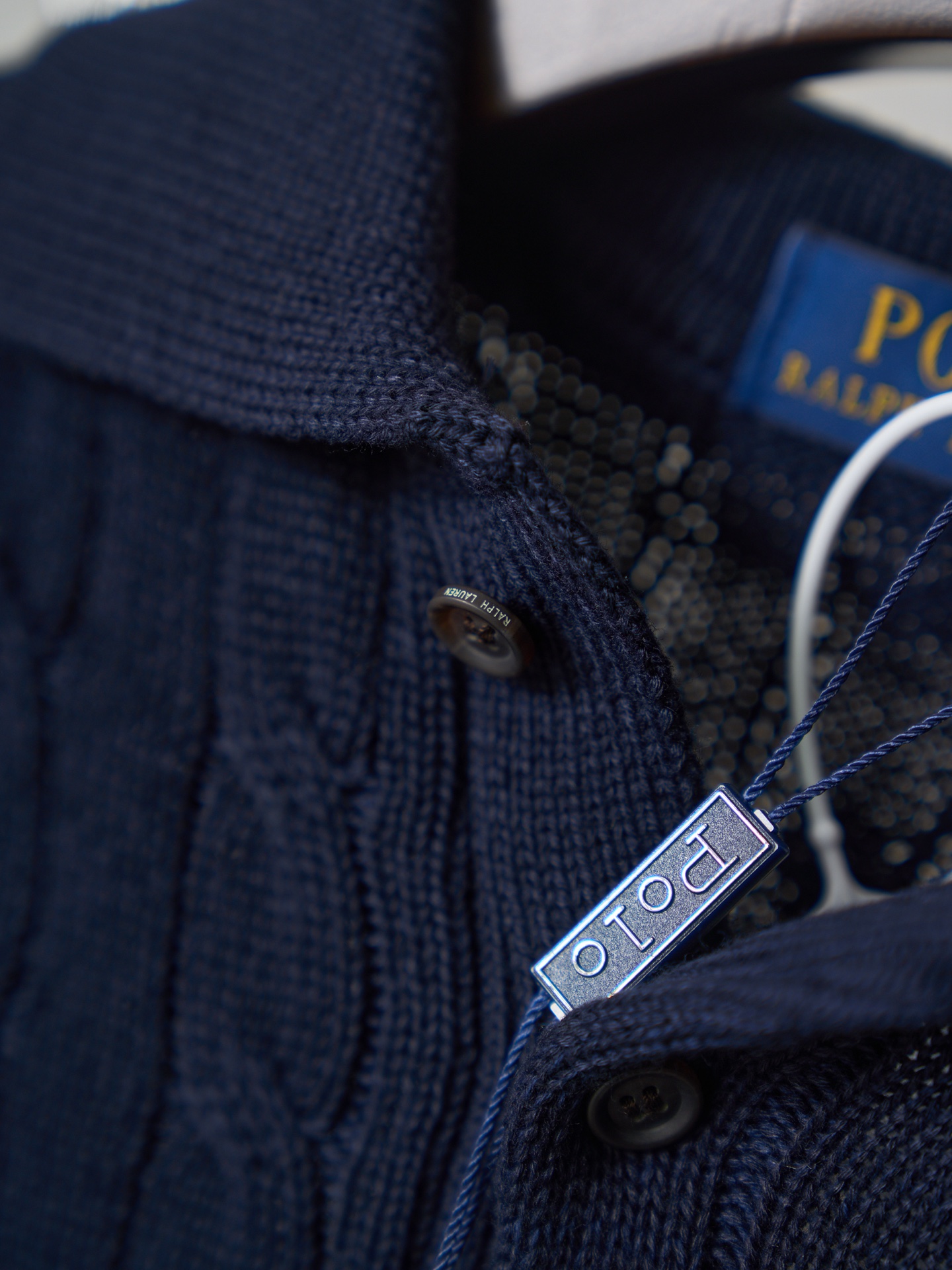 Ralph Lauren Lauren/拉夫劳伦 绞花编结Polo领短袖针织衫女款