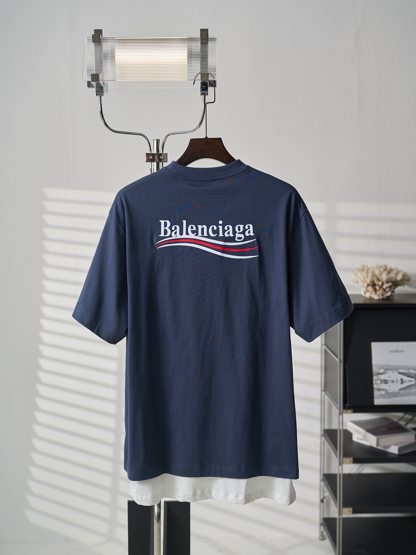 Balenciaga 可乐刺绣双面层叠短袖T恤