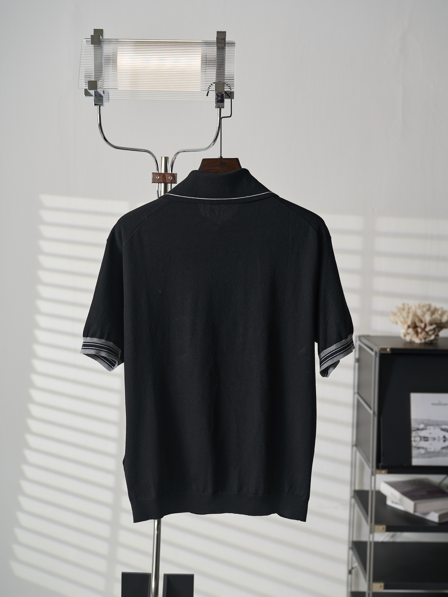 Prada 三角徽标半拉链短袖毛衣polo衫