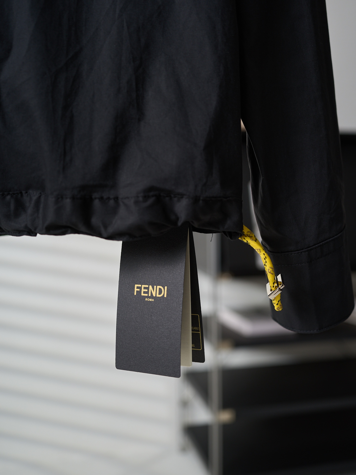 Fendi 翻领撞色抽绳贴袋府绸长袖衬衫