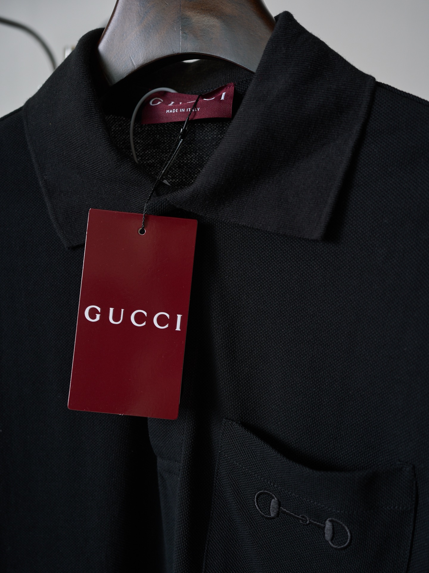 Gucci 棉质马衔扣刺绣珠地棉短袖polo衫