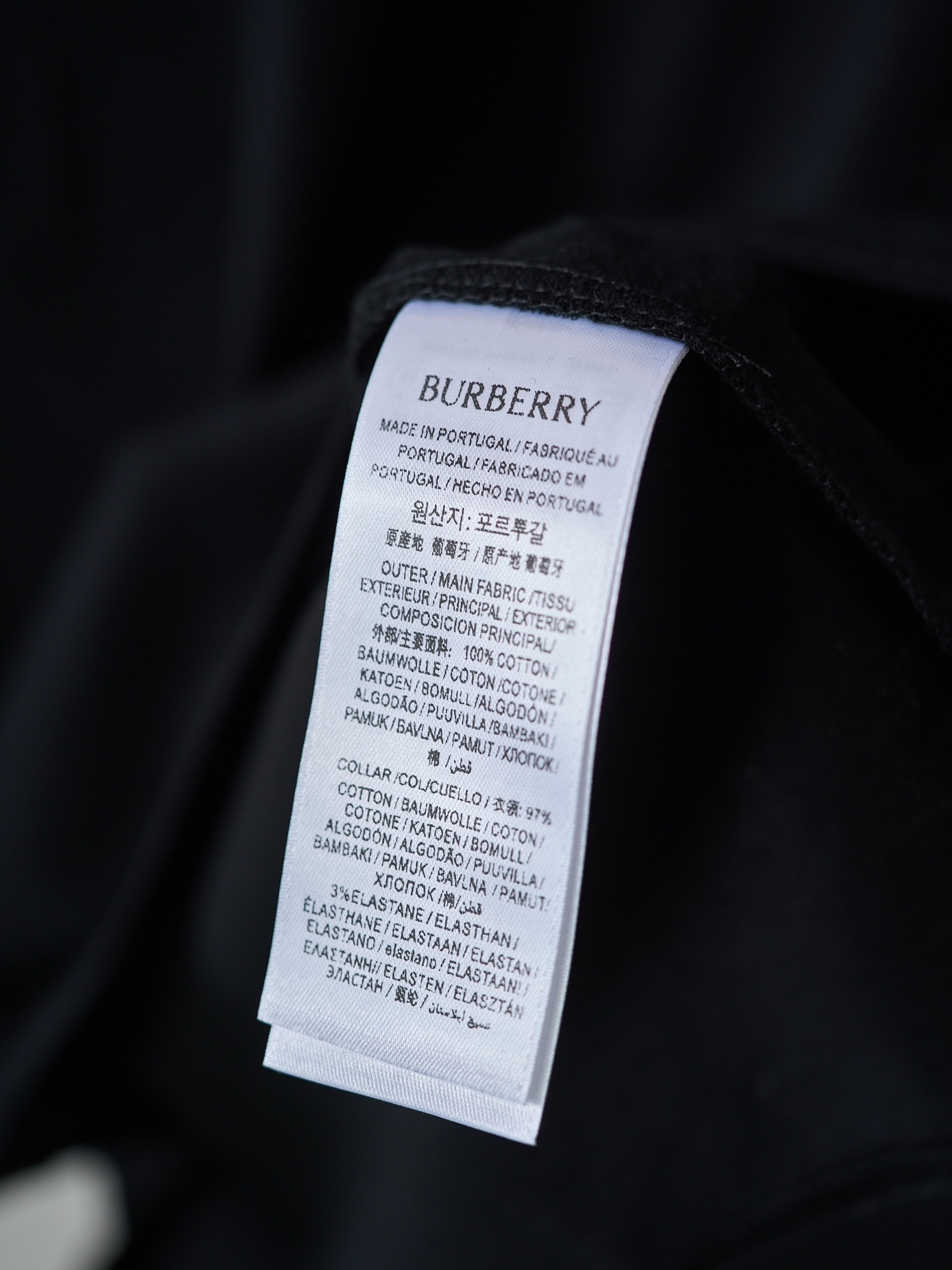 Burberry 格纹草书风格徽标棉质圆领短袖T恤衫