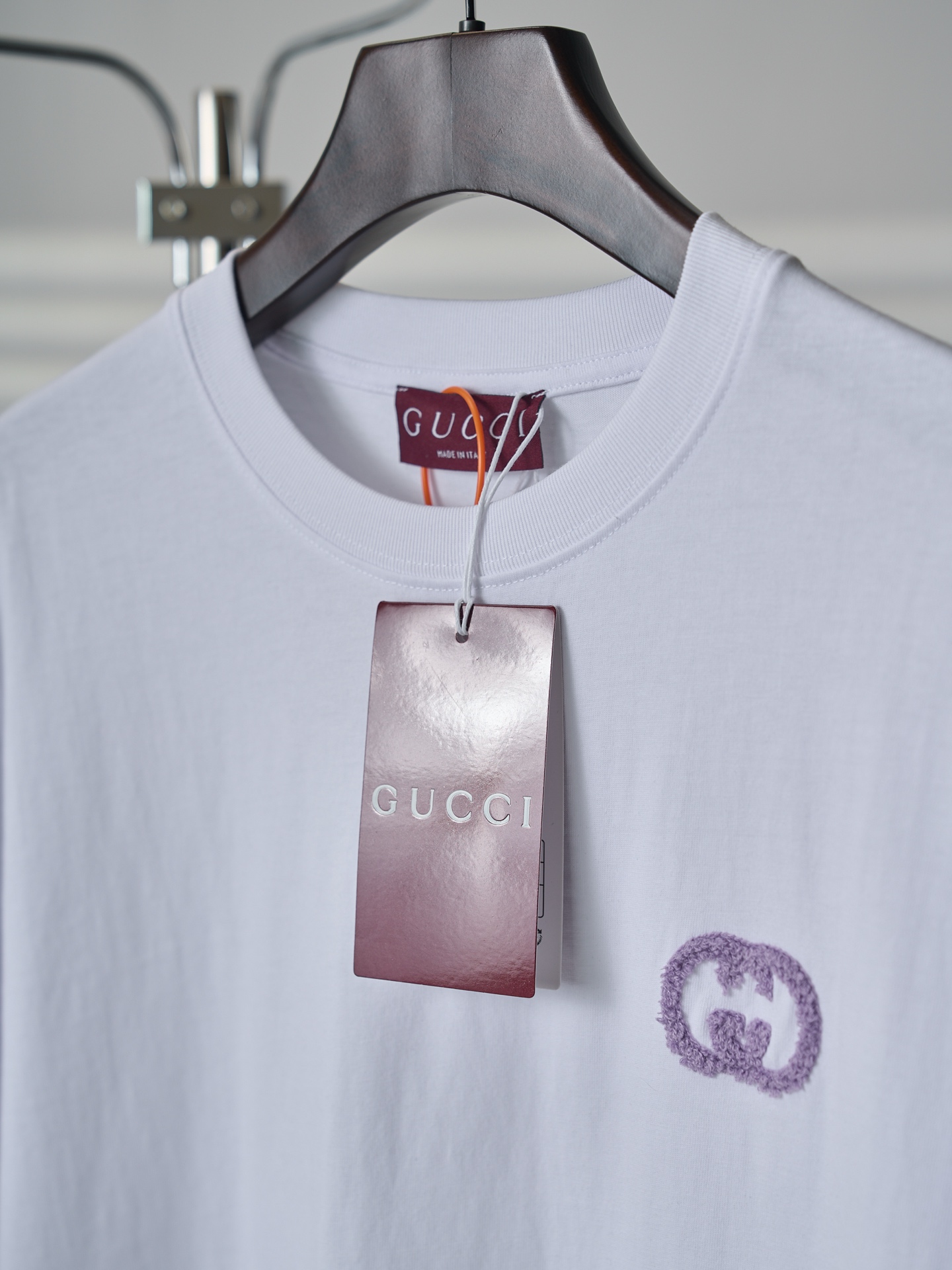 Gucci 双G互扣毛巾绣圆领短袖T恤