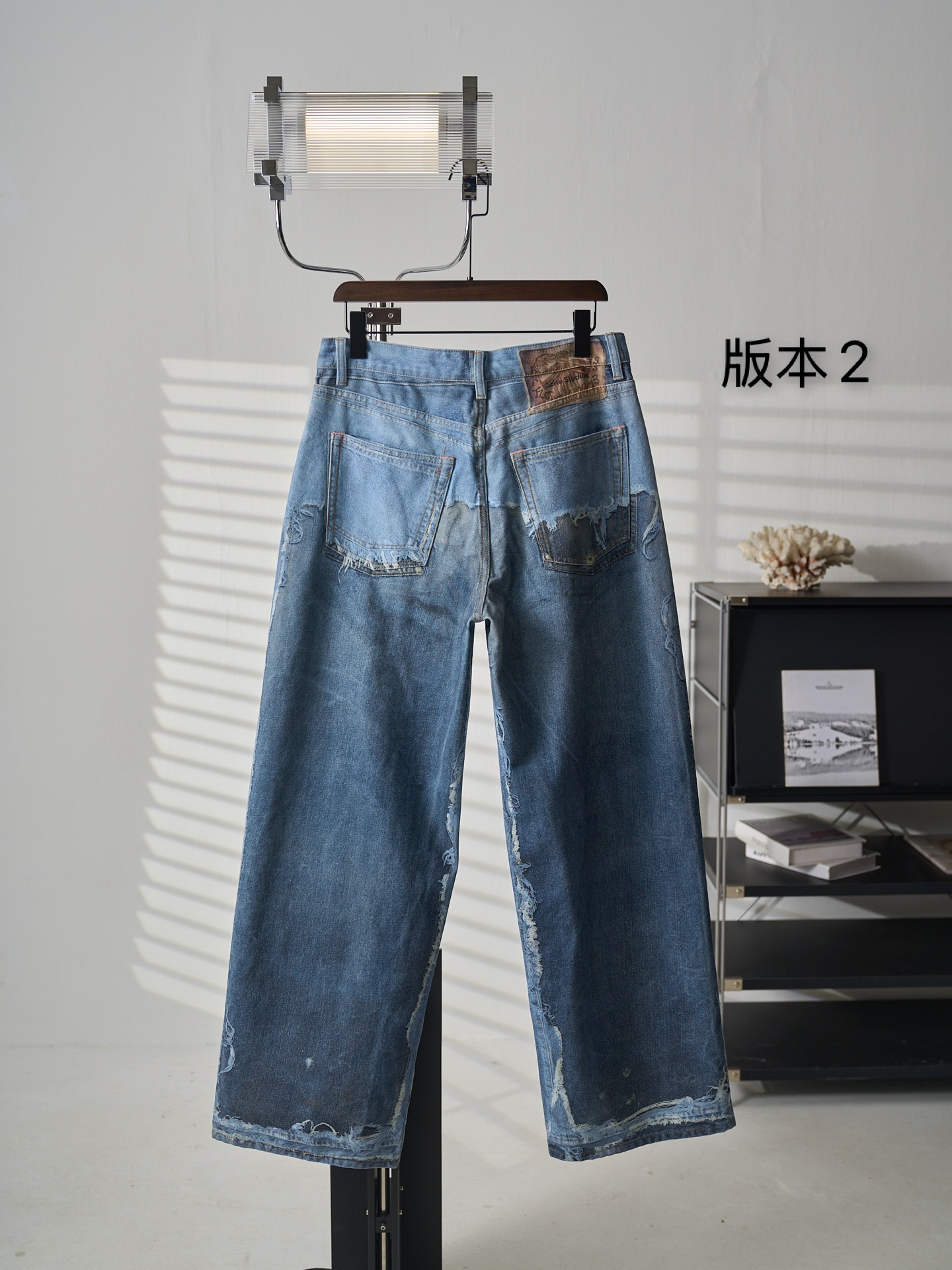 Acne Studios 错视3D打印毛须破坏阔腿牛仔裤