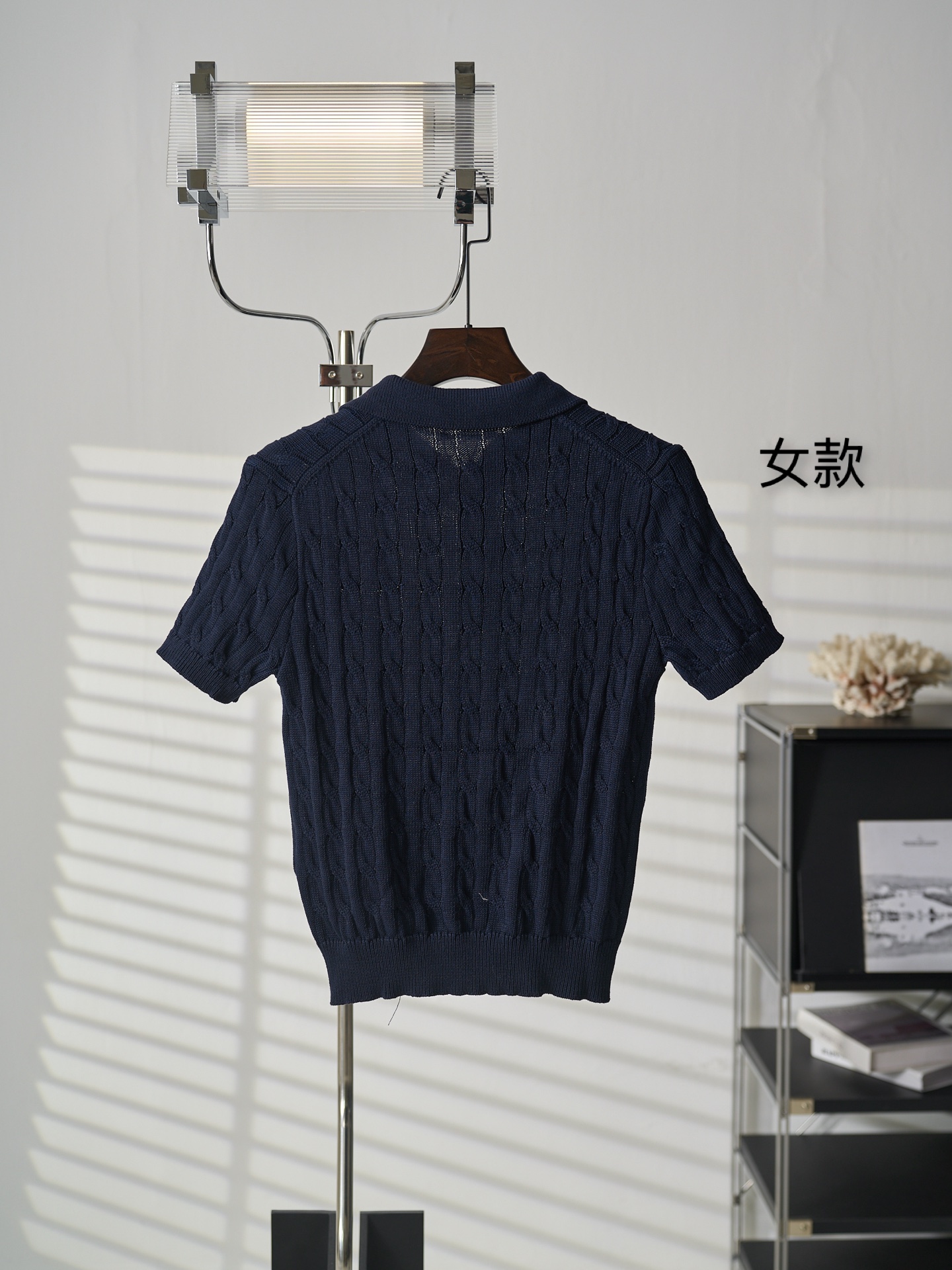 Ralph Lauren Lauren/拉夫劳伦 绞花编结Polo领短袖针织衫女款