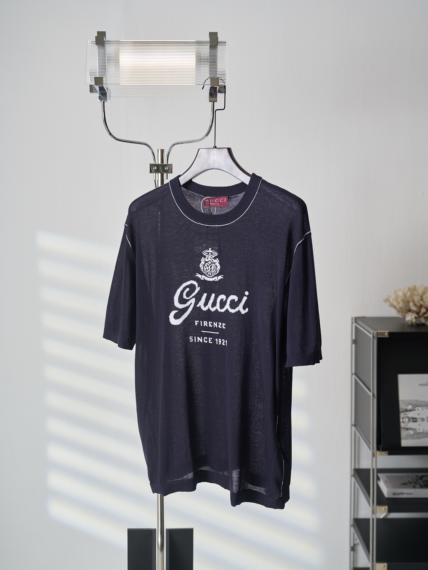 Gucci 饰嵌花针织桑蚕丝亚麻混纺T恤版本3