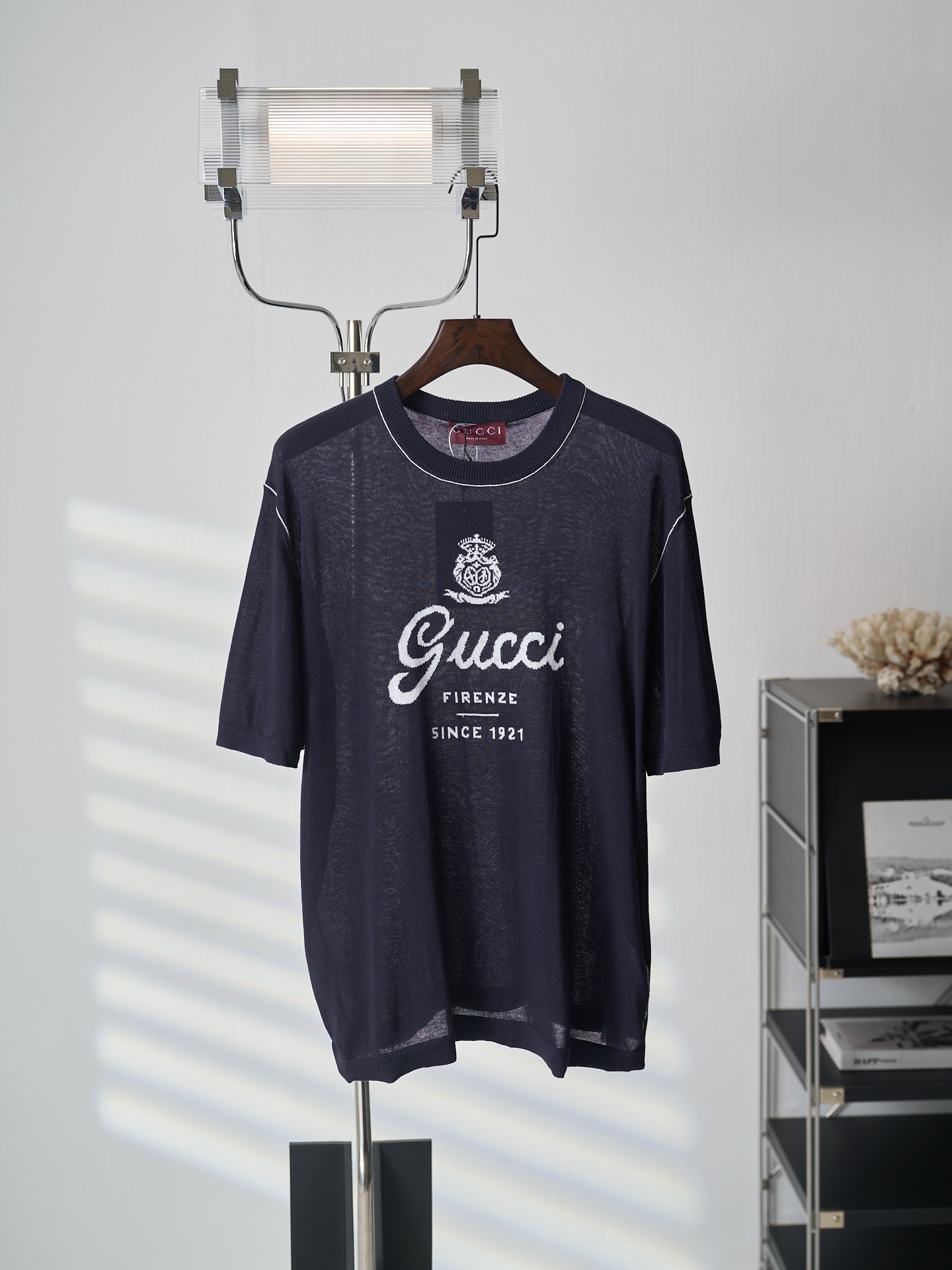 Gucci 饰嵌花针织桑蚕丝亚麻混纺T恤版本3