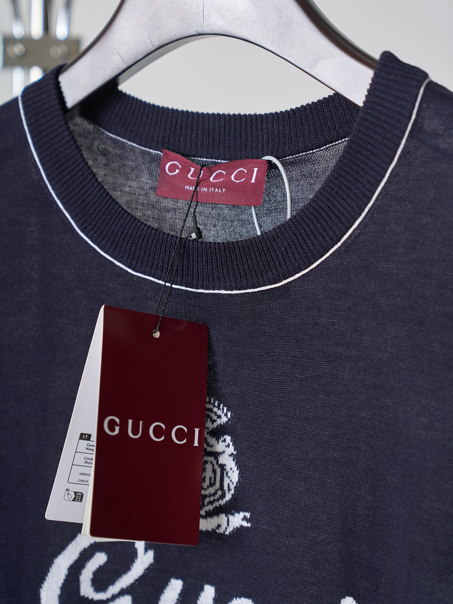 Gucci 饰嵌花针织桑蚕丝亚麻混纺T恤版本3