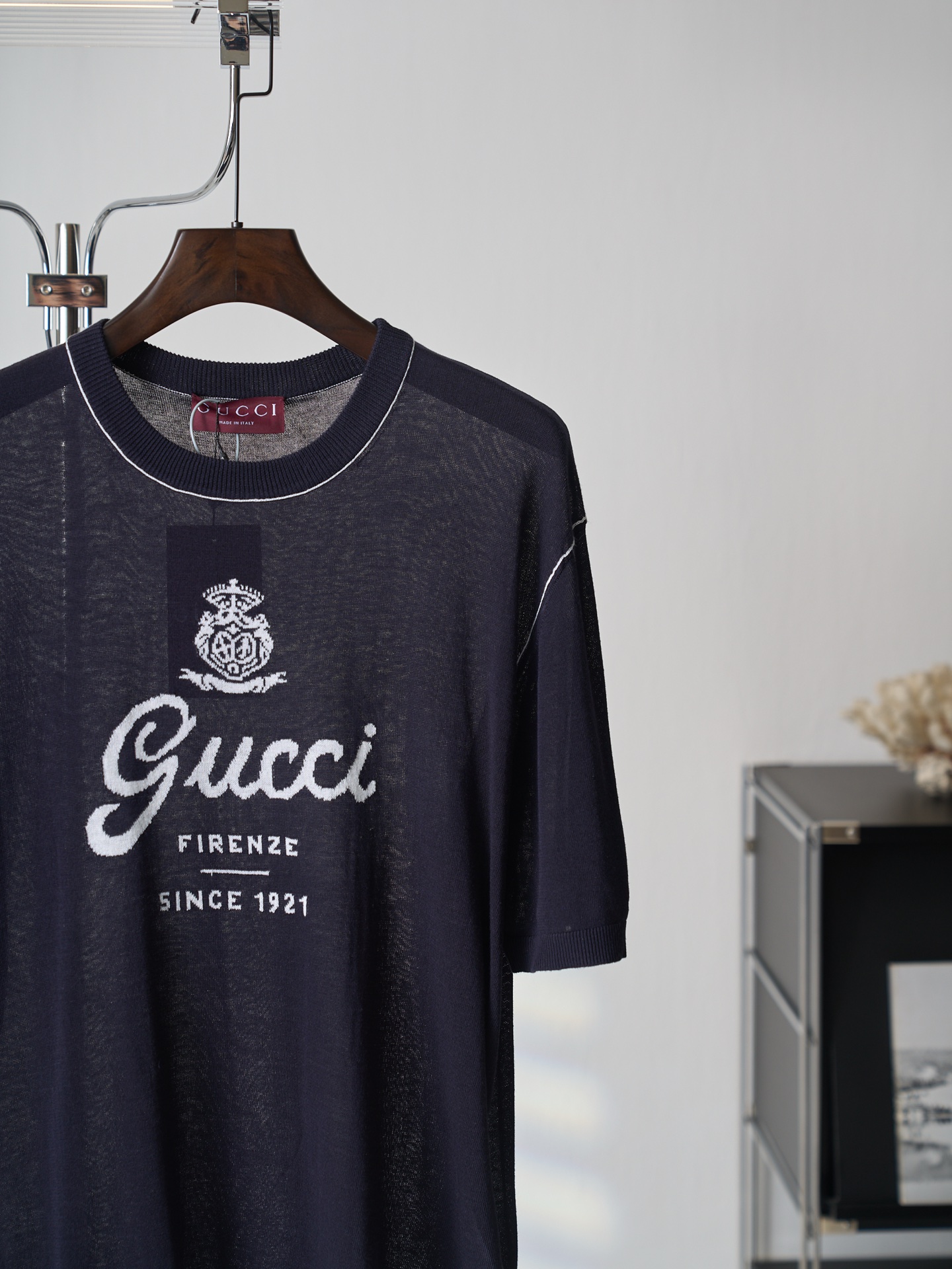 Gucci 饰嵌花针织桑蚕丝亚麻混纺T恤版本3