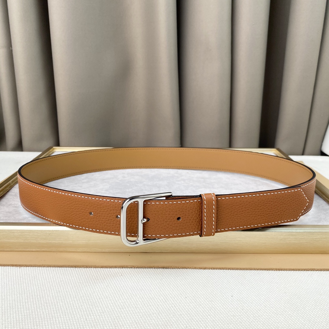 Original. Hermès pin buckle togo men's belt, Hermès 3.5 double-layer denim accessory belt.