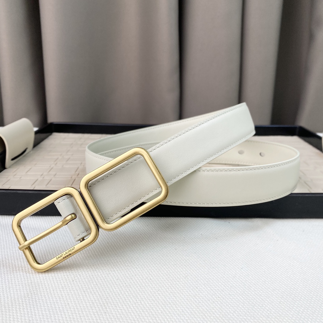 SaintLaurent圣罗兰女士腰带皮带出货最新款️进口牛皮每针每线都非常紧致YSL古金原版开模银扣尺