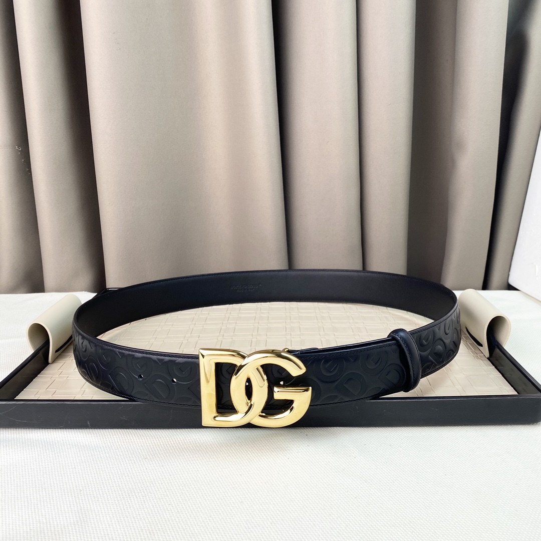 D&G经典字母扣腰带新款精工铜制五金扣原版纳帕牛皮手感超级细腻！宽度3.8cm