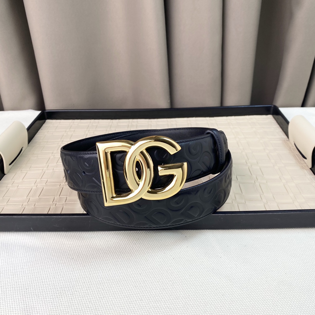 D&G经典字母扣腰带新款精工铜制五金扣原版纳帕牛皮手感超级细腻！宽度3.8cm