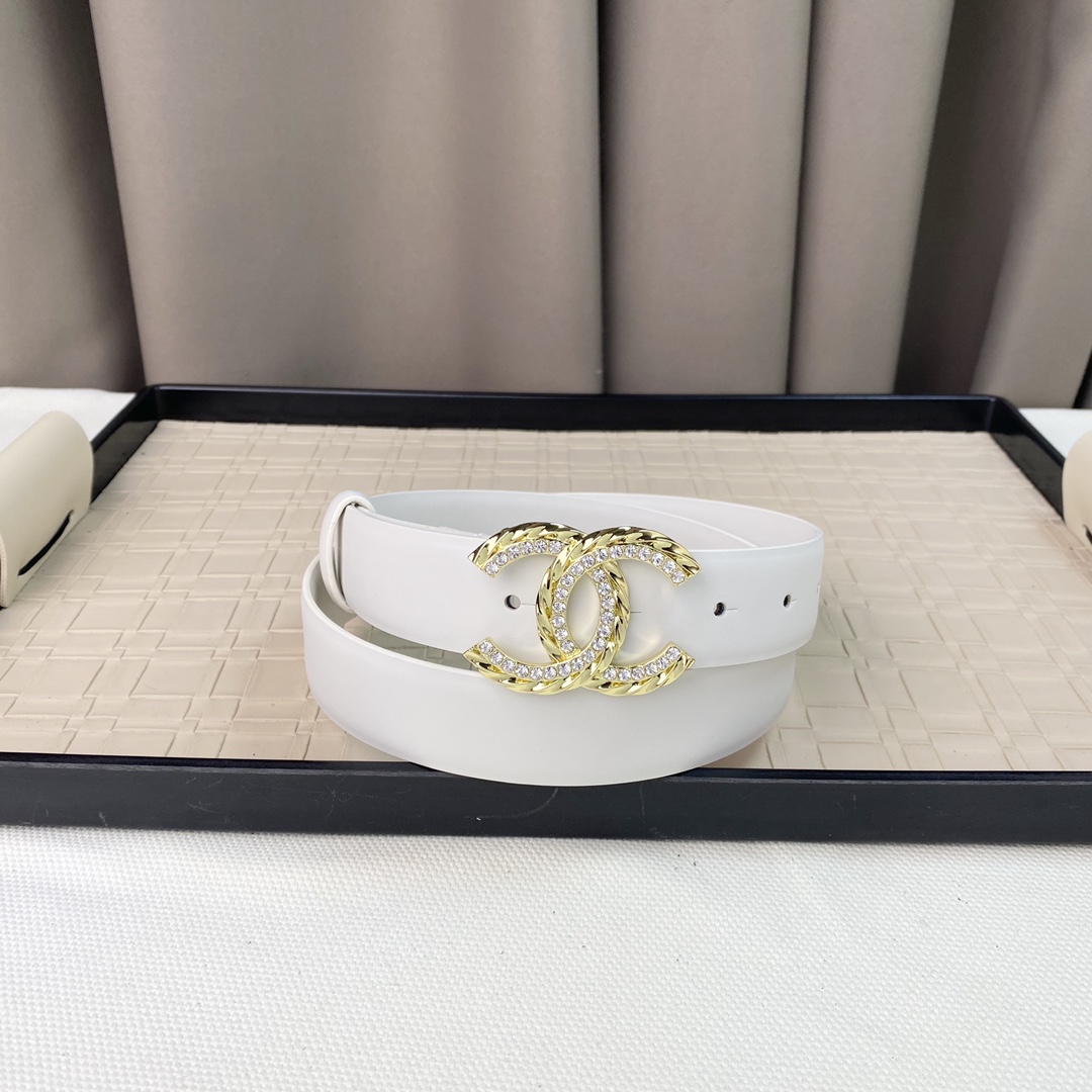 香奈.儿专柜专柜同款皮带正品开模进口平纹牛皮3cm百搭小腰带女神必备款