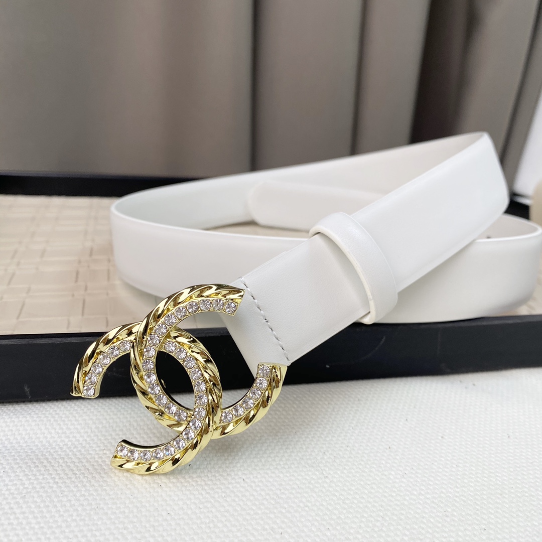 香奈.儿专柜专柜同款皮带正品开模进口平纹牛皮3cm百搭小腰带女神必备款