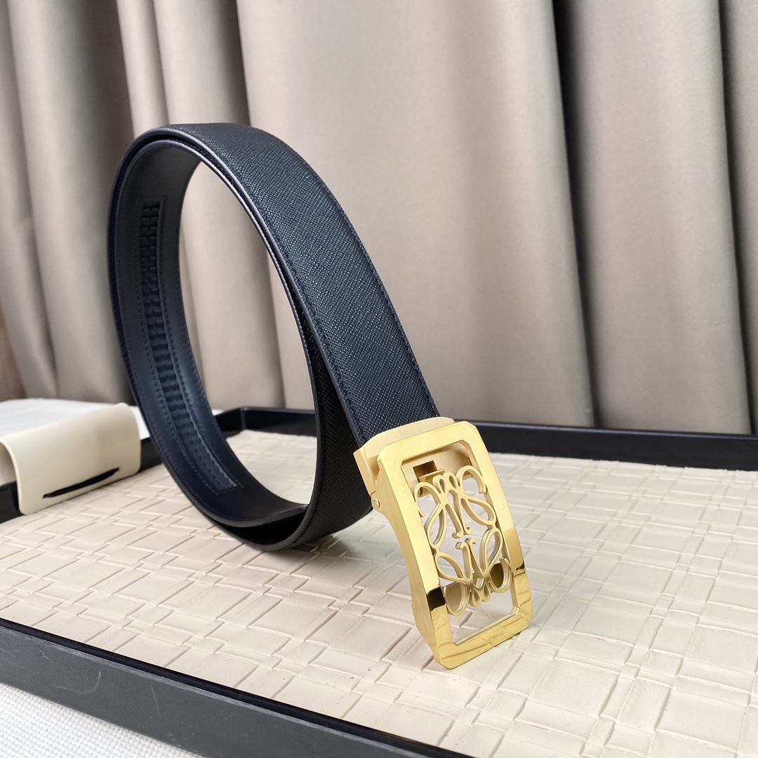 LOEWE罗意威专同柜款Anagrm腰带双面头层版原牛皮3.5cm可裁剪