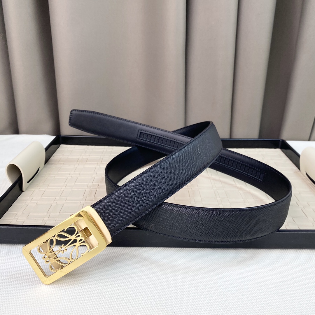 LOEWE罗意威专同柜款Anagrm腰带双面头层版原牛皮3.5cm可裁剪