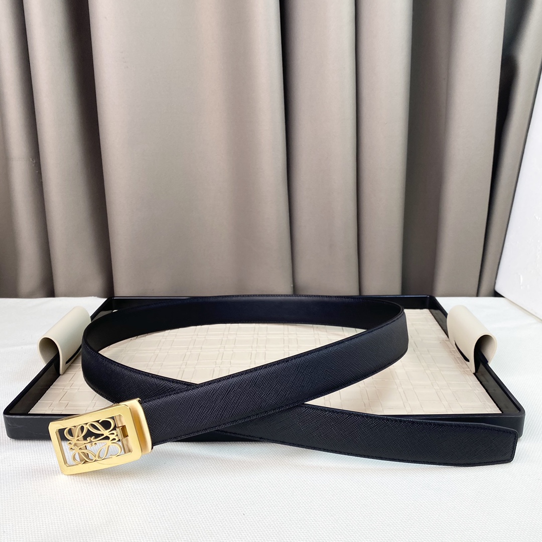 LOEWE罗意威专同柜款Anagrm腰带双面头层版原牛皮3.5cm可裁剪