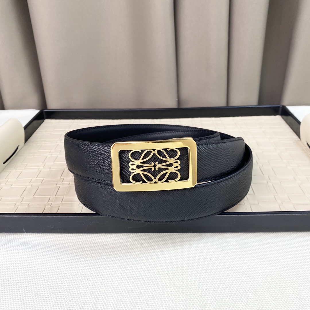 LOEWE罗意威专同柜款Anagrm腰带双面头层版原牛皮3.5cm可裁剪
