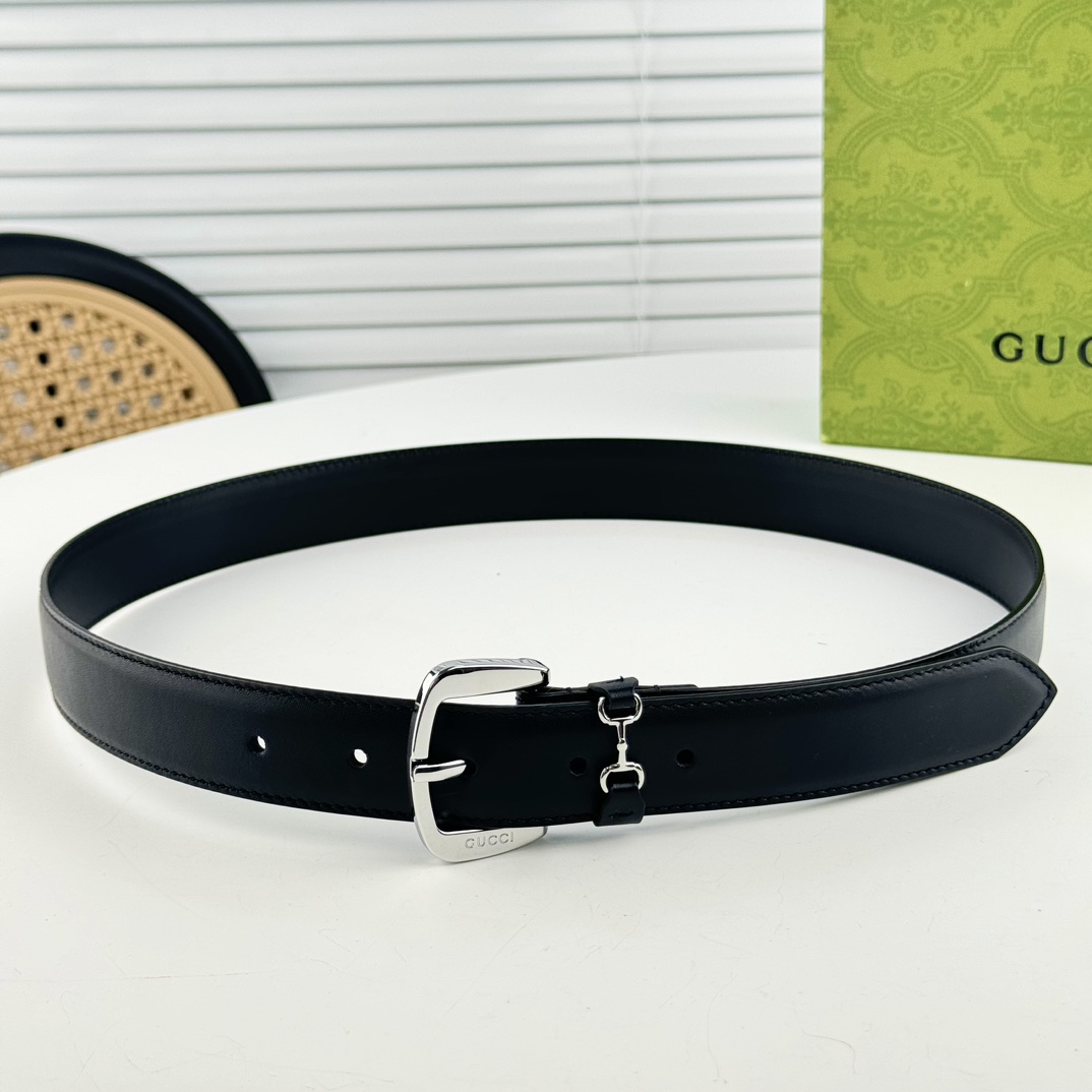 gucci马衔扣腰带女士平纹3cm