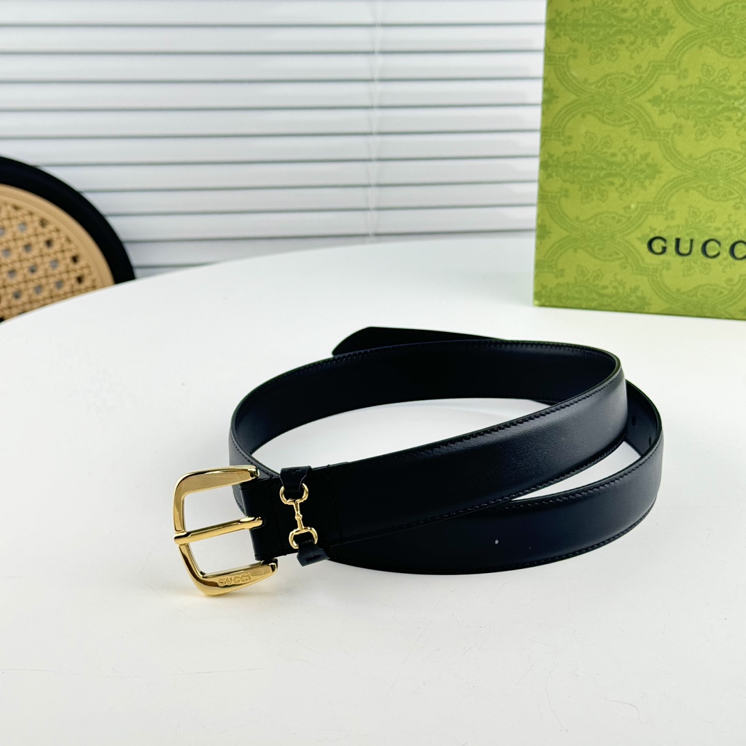 gucci马衔扣腰带女士平纹3cm