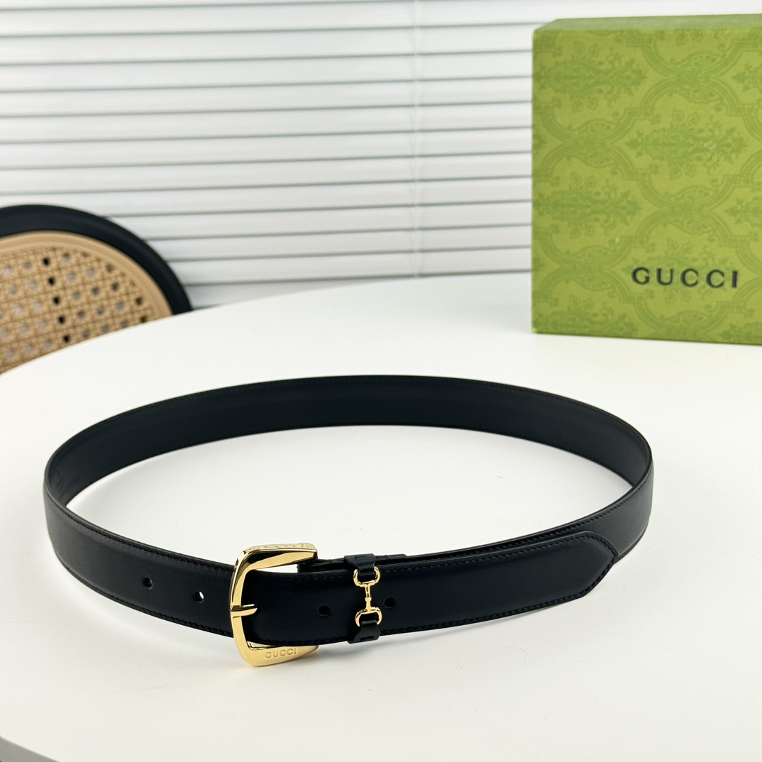 gucci马衔扣腰带女士平纹3cm