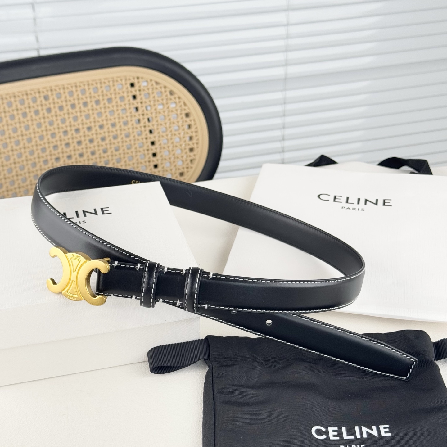 -Celin e新品立体浮标针扣女士腰带 意大利进口小牛皮 搭铜扣 宽度2.5