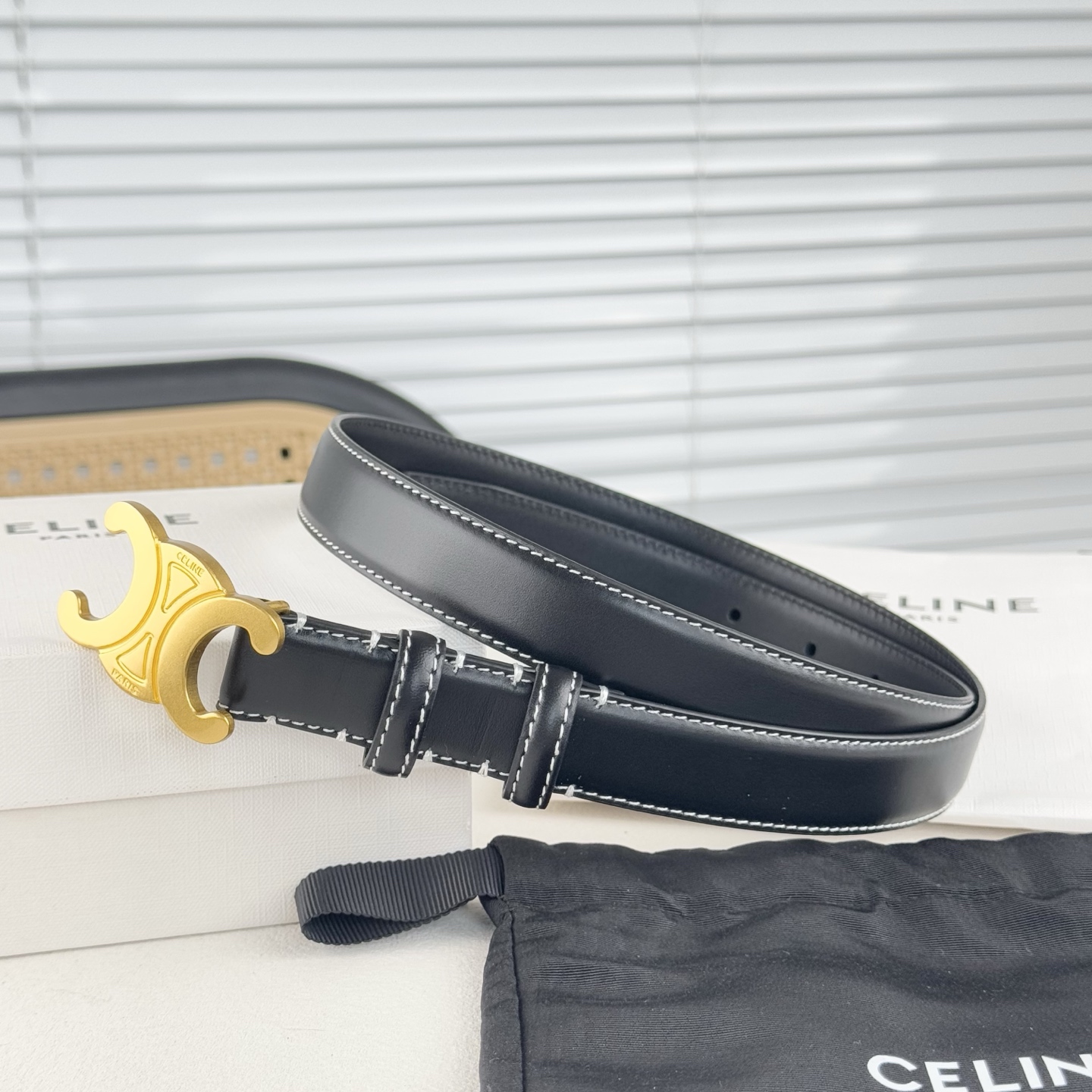-Celin e新品立体浮标针扣女士腰带 意大利进口小牛皮 搭铜扣 宽度2.5