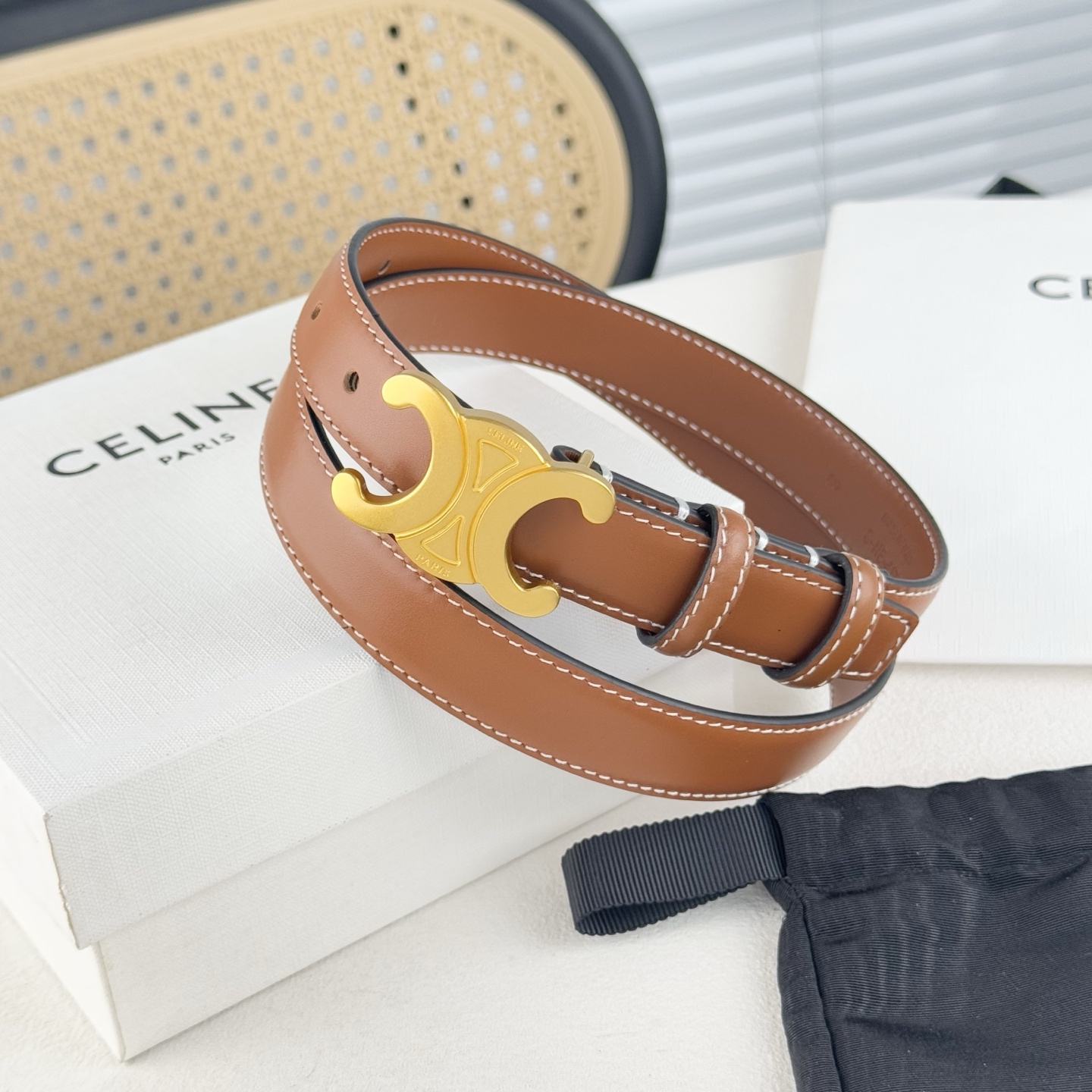 -Celin e新品立体浮标针扣女士腰带 意大利进口小牛皮 搭铜扣 宽度2.5