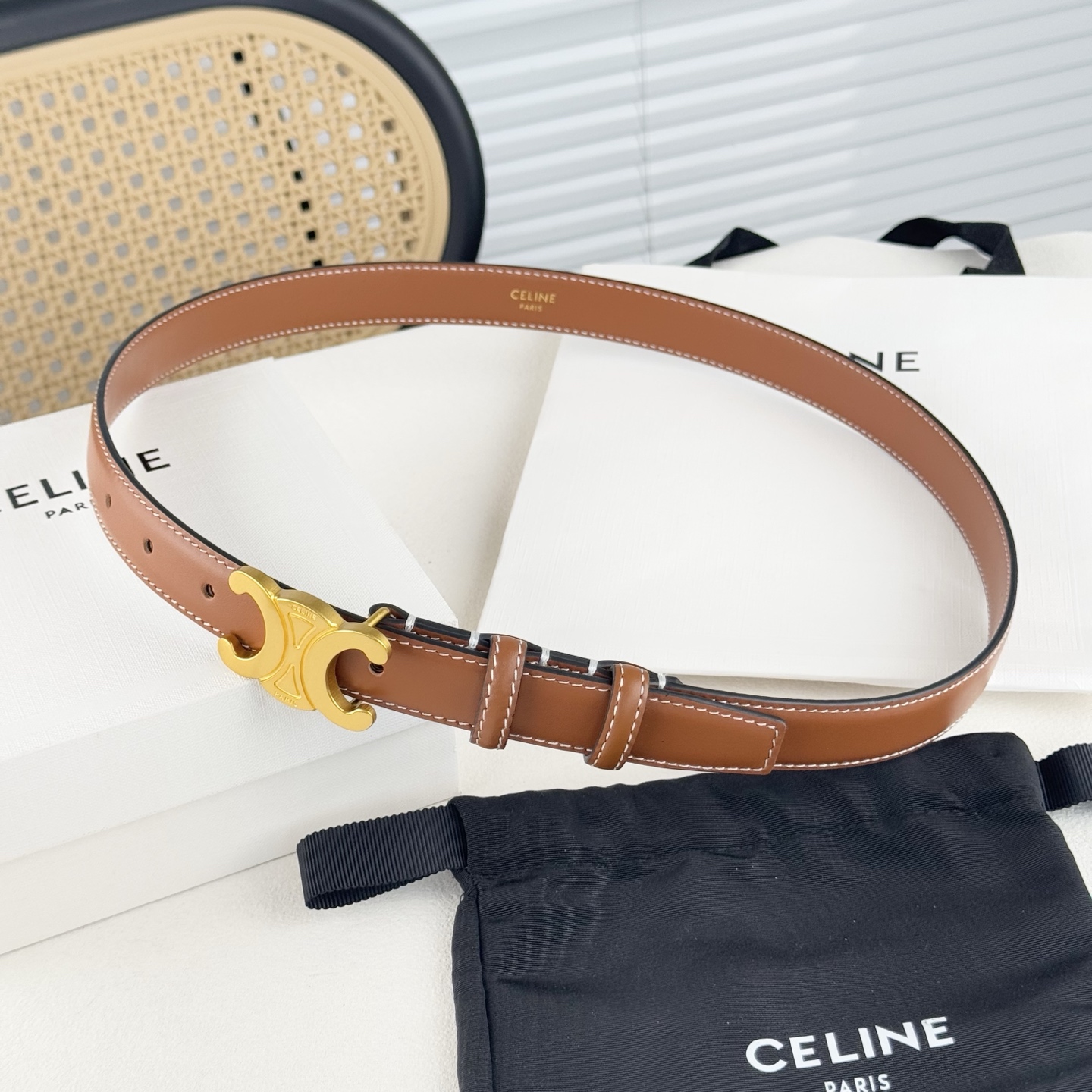 -Celin e新品立体浮标针扣女士腰带 意大利进口小牛皮 搭铜扣 宽度2.5