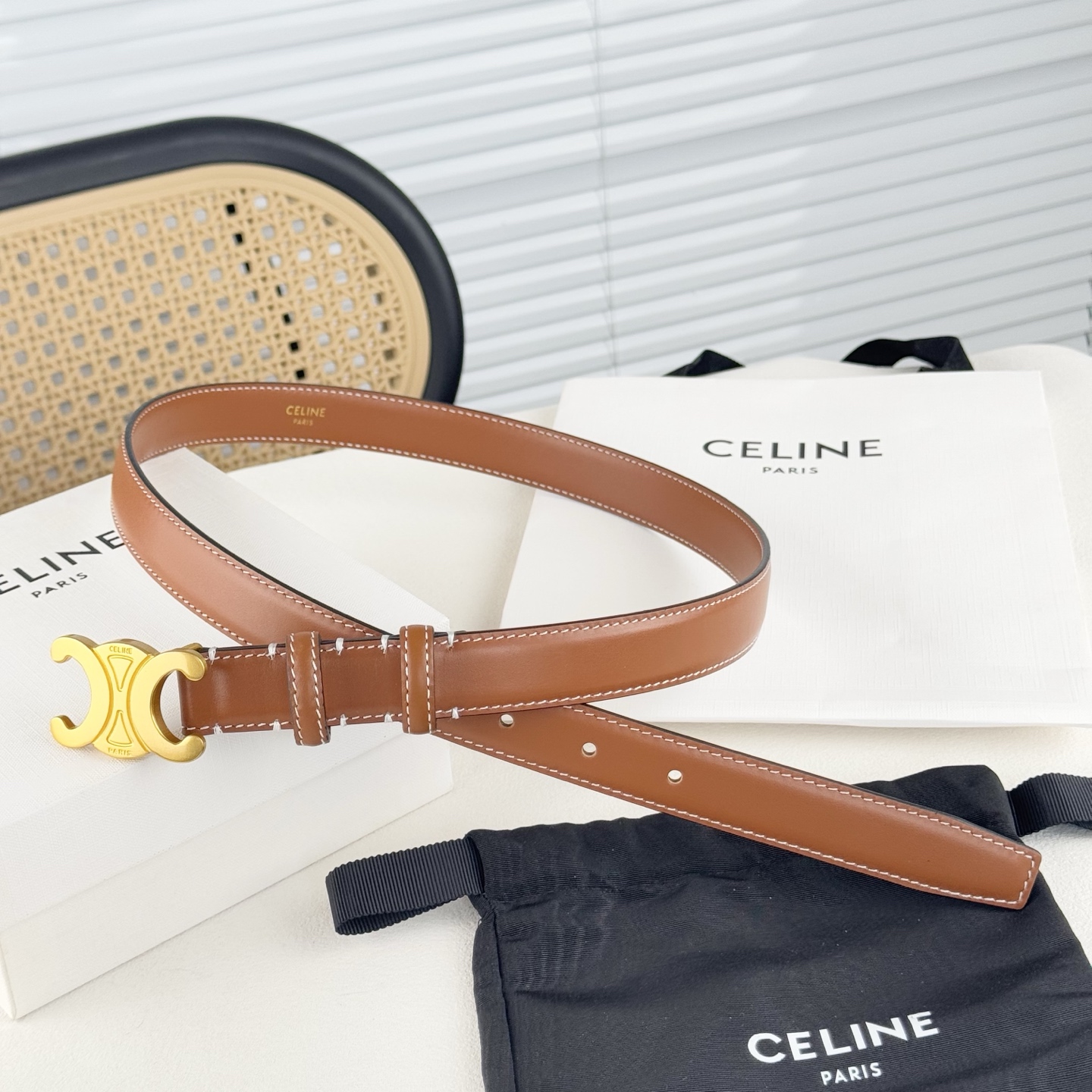 -Celin e新品立体浮标针扣女士腰带 意大利进口小牛皮 搭铜扣 宽度2.5