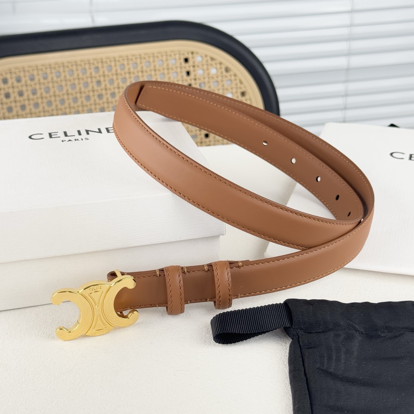 -Celin e新品立体浮标针扣女士腰带 意大利进口小牛皮 搭铜扣 宽度2.5