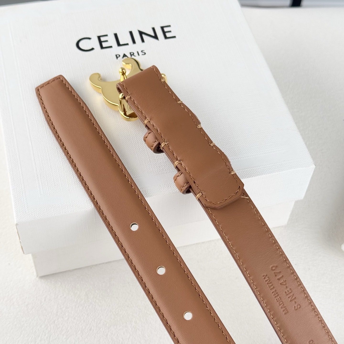 -Celin e新品立体浮标针扣女士腰带 意大利进口小牛皮 搭铜扣 宽度2.5
