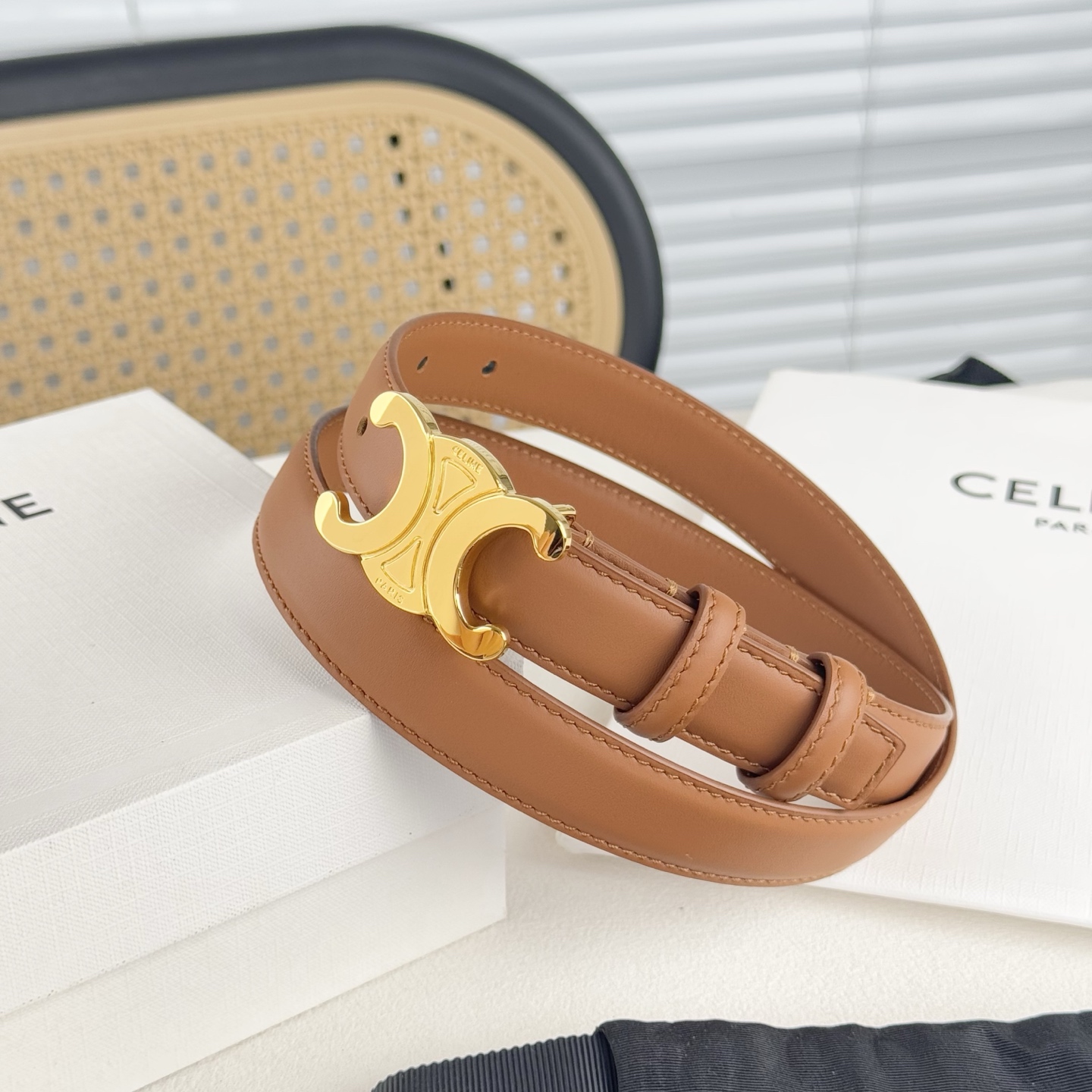 -Celin e新品立体浮标针扣女士腰带 意大利进口小牛皮 搭铜扣 宽度2.5