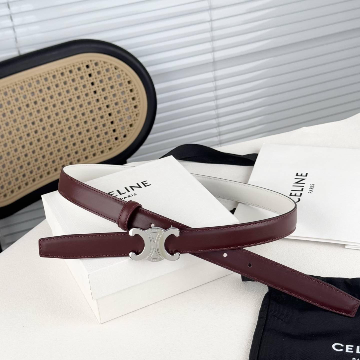-Celin e新品立体浮标扣女士腰带 意大利进口小牛皮 搭铜扣 宽度2.5双面佩