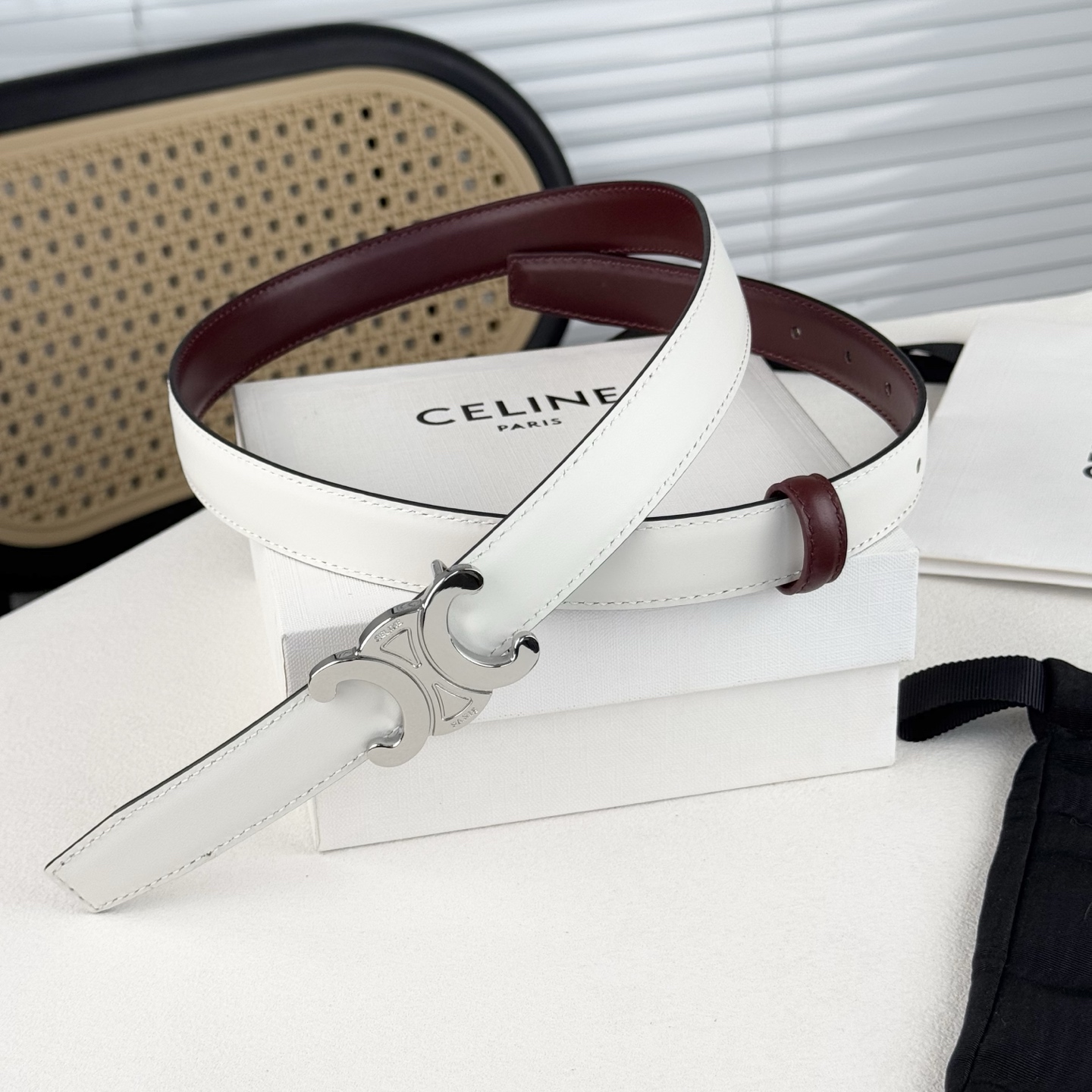 -Celin e新品立体浮标扣女士腰带 意大利进口小牛皮 搭铜扣 宽度2.5双面佩