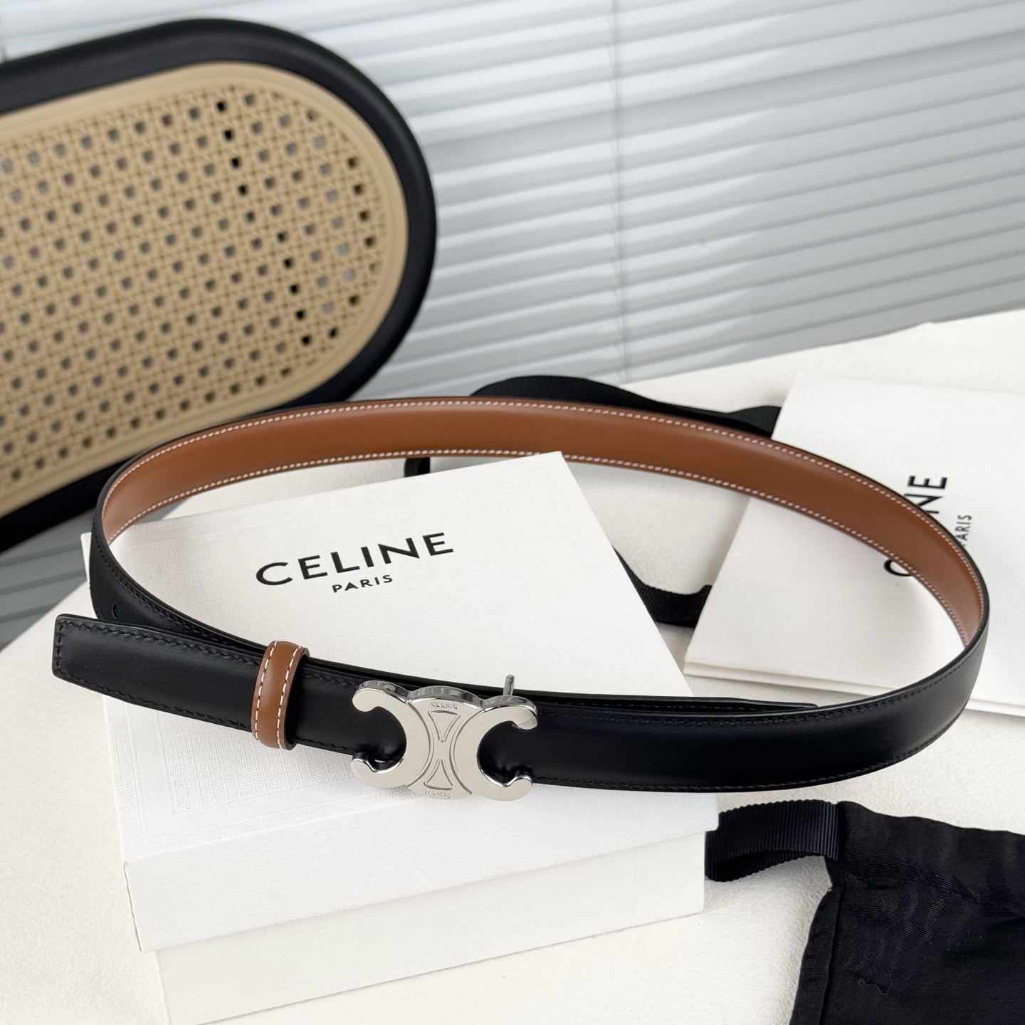 -Celin e新品立体浮标扣女士腰带 意大利进口小牛皮 搭铜扣 宽度2.5双面佩